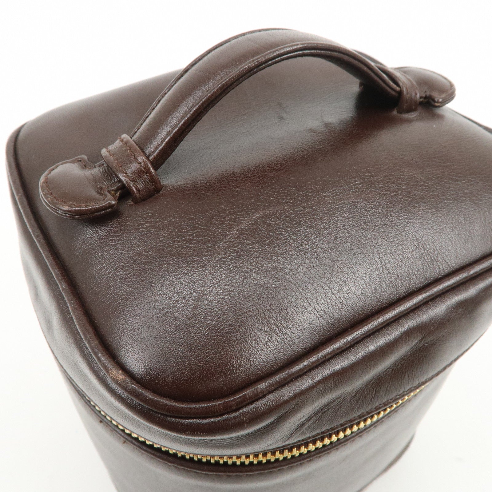 CHANEL Bicolore Lamb Skin Vanity Bag Hand Bag Brown A01619