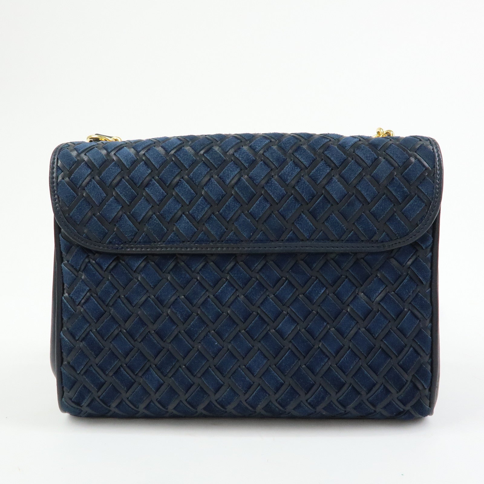 BALLY Suede Leather Shoulder Bag Crossbody Bag Dark Navy