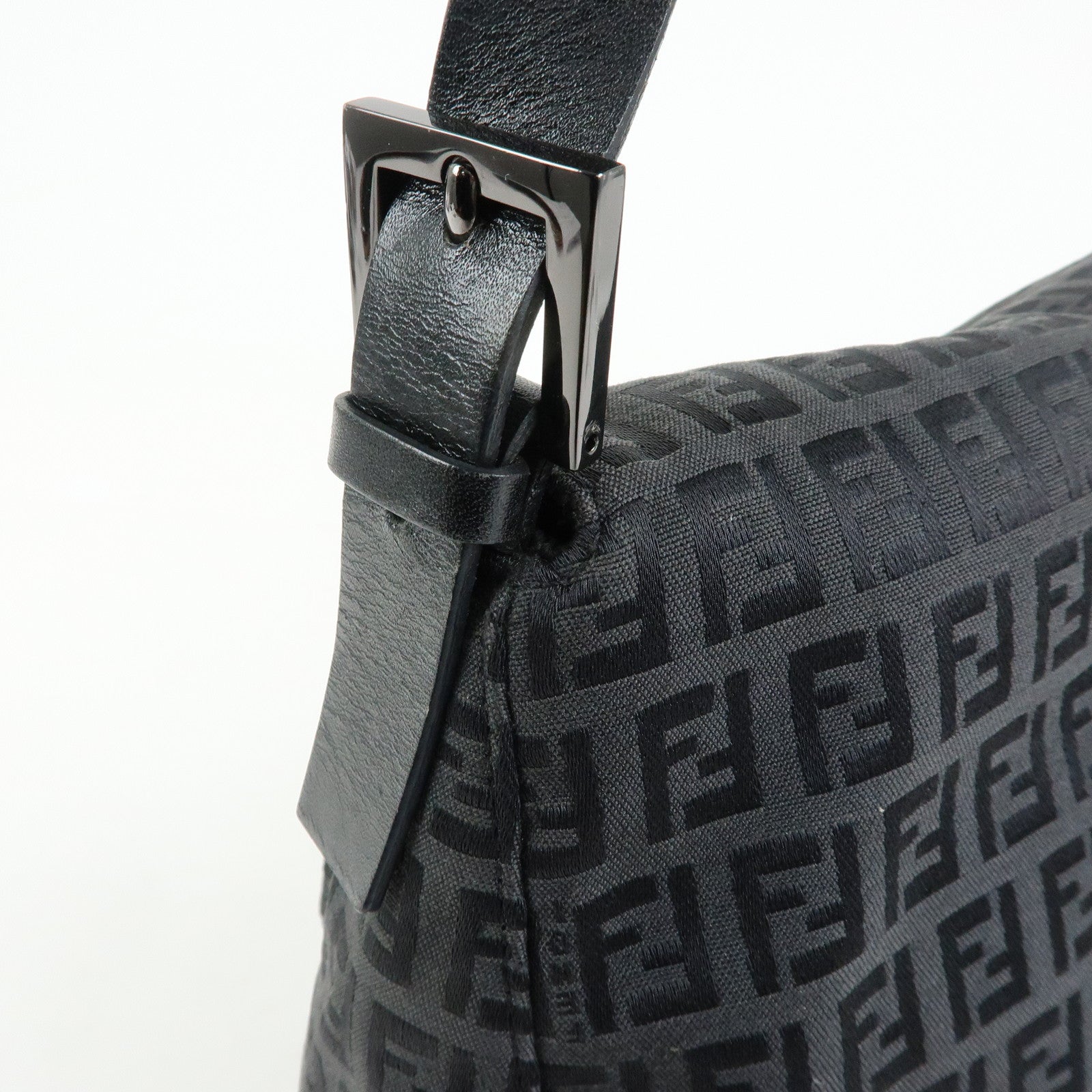 FENDI Zucchino Mamma Baguette Nylon Leather Shoulder Bag 8BR001