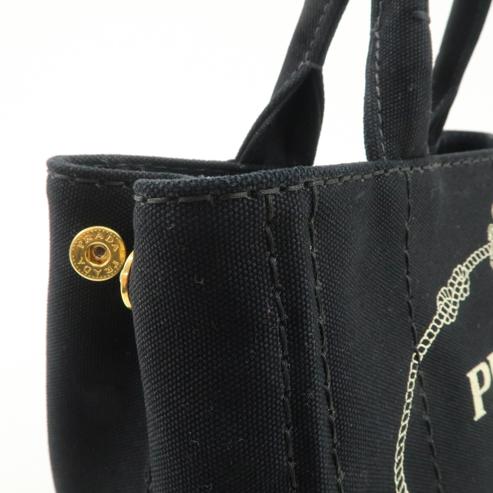 PRADA Canapa Mini Canvas 2Way Hand Bag Tote Bag Black 1BG439 Used