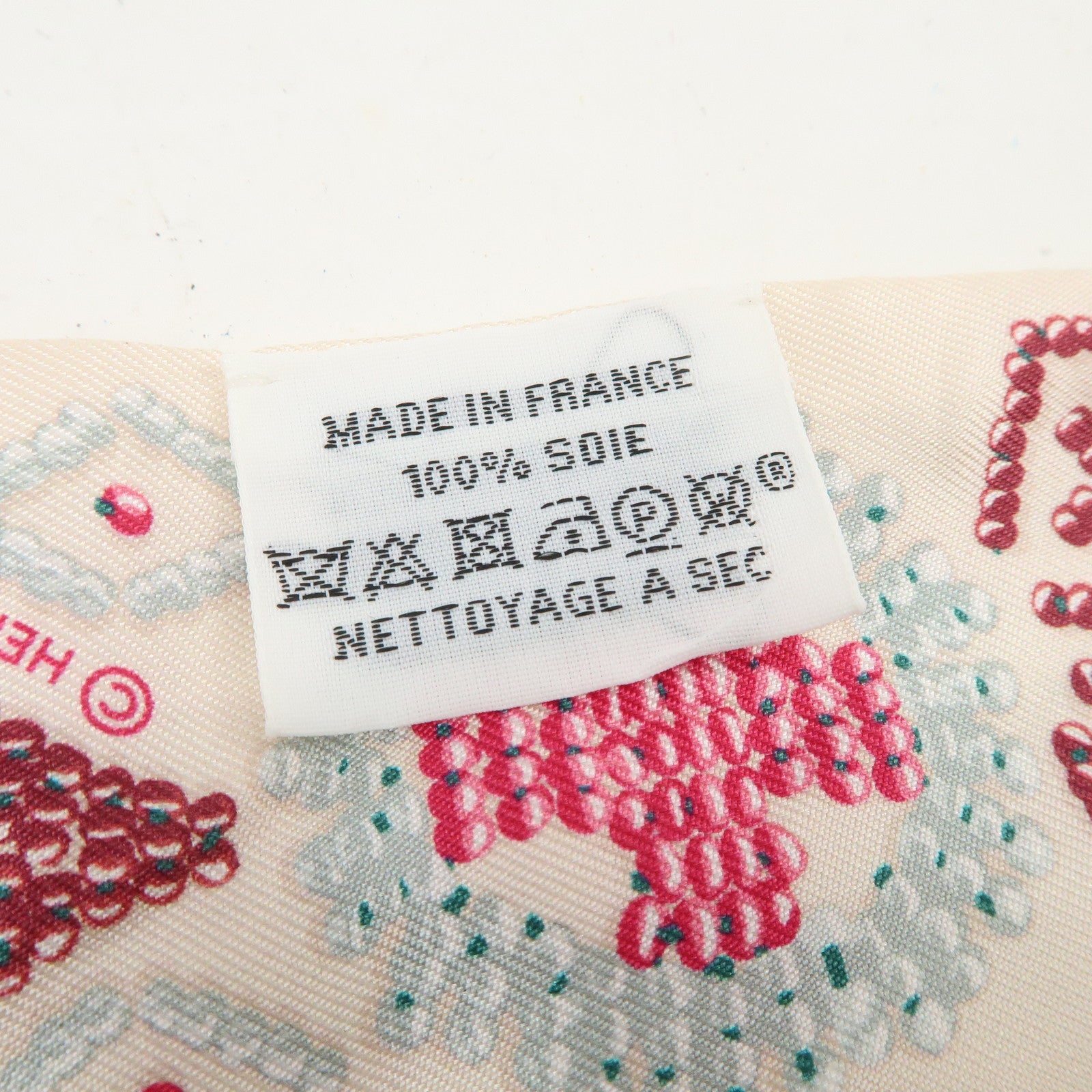 HERMES Twilly Silk 100% KELLY EN PERLES Scarf Ivory Pink