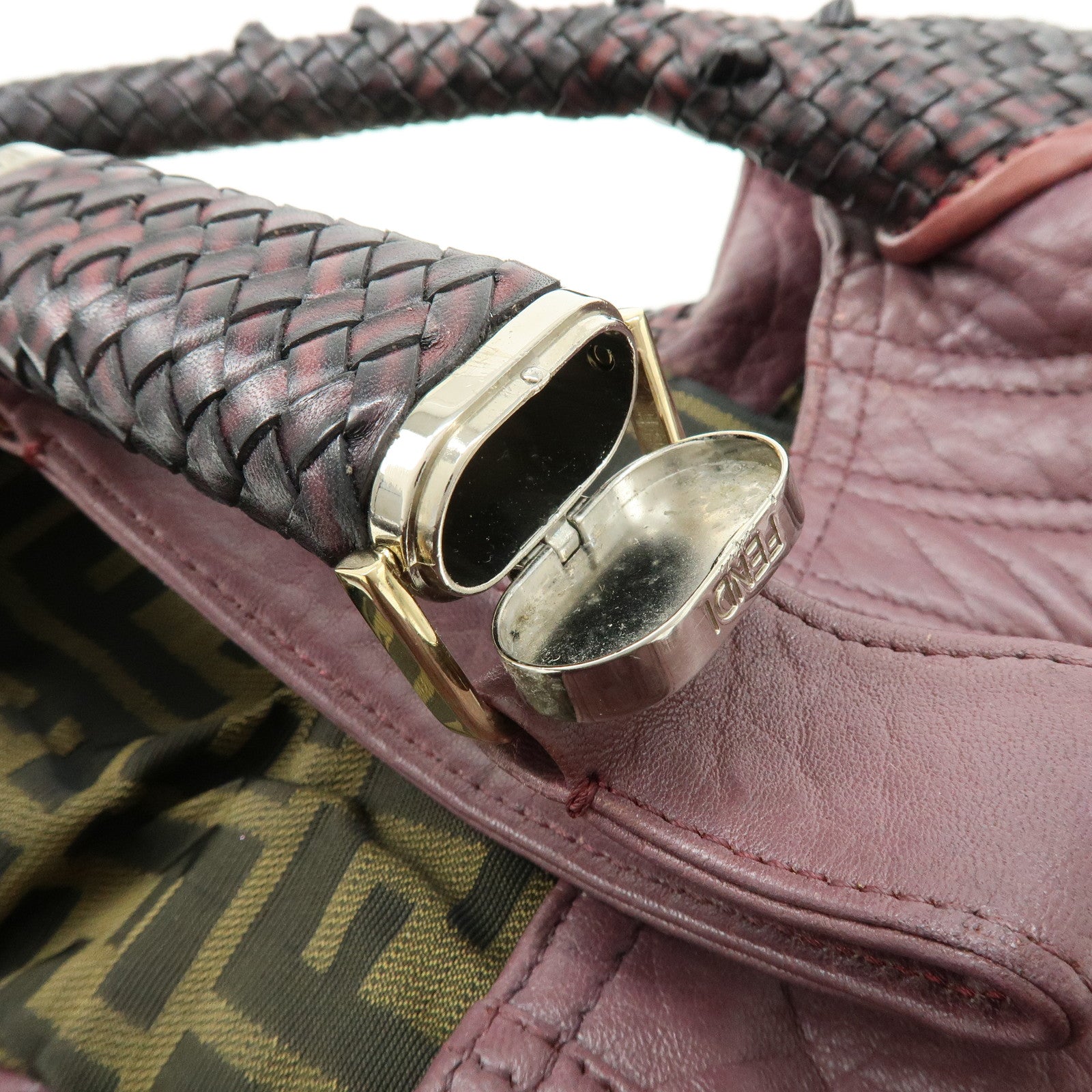 FENDI Leather Spy Bag Hand Bag Shoulder Bag Purple 8BR511