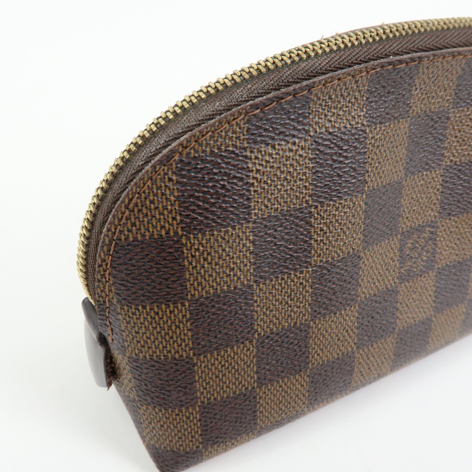 Louis Vuitton Damier Ebene Pochette Cosmetic PM Pouch Brown N47516