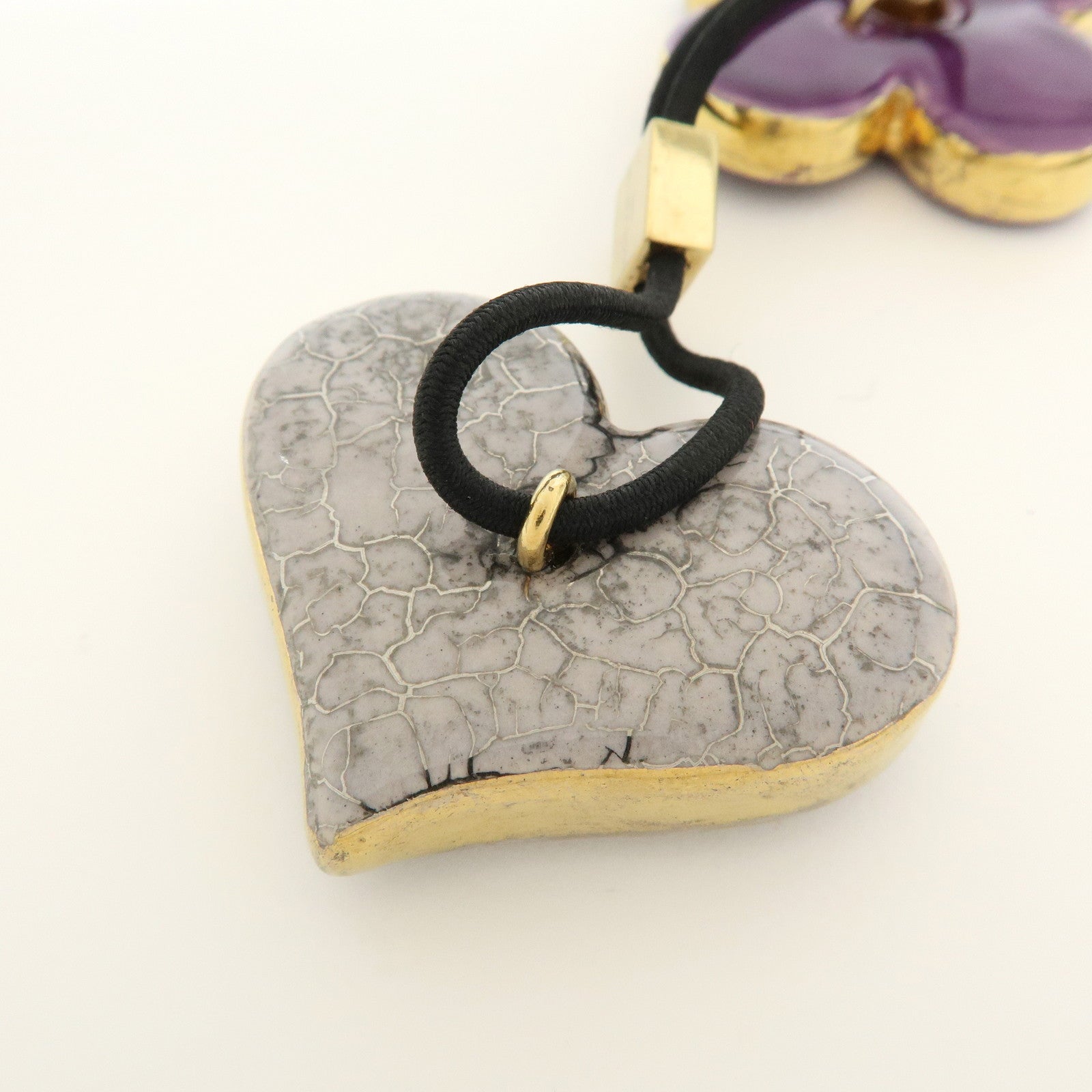 Louis Vuitton Hair Accessory Heart Flower Purple Gray Gold