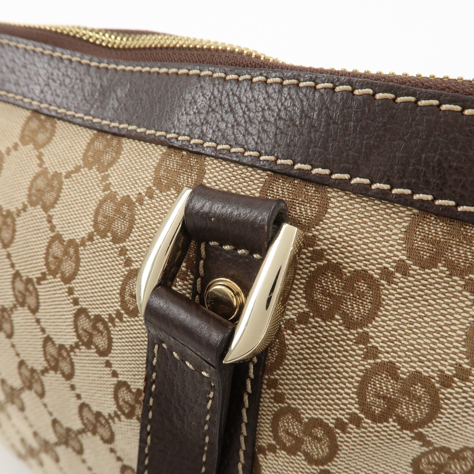 GUCCI Abbey GG Canvas Leather Tote Bag Hand Bag Beige Brown 141470 Used