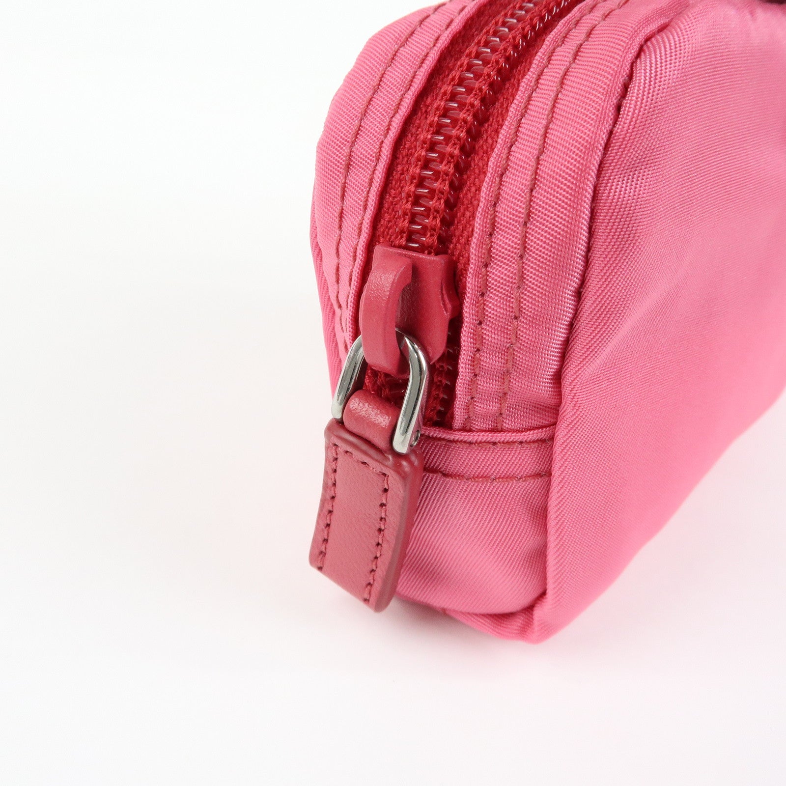 PRADA Triangle Logo Nylon Cosmetic Pouch Pink 1N0399