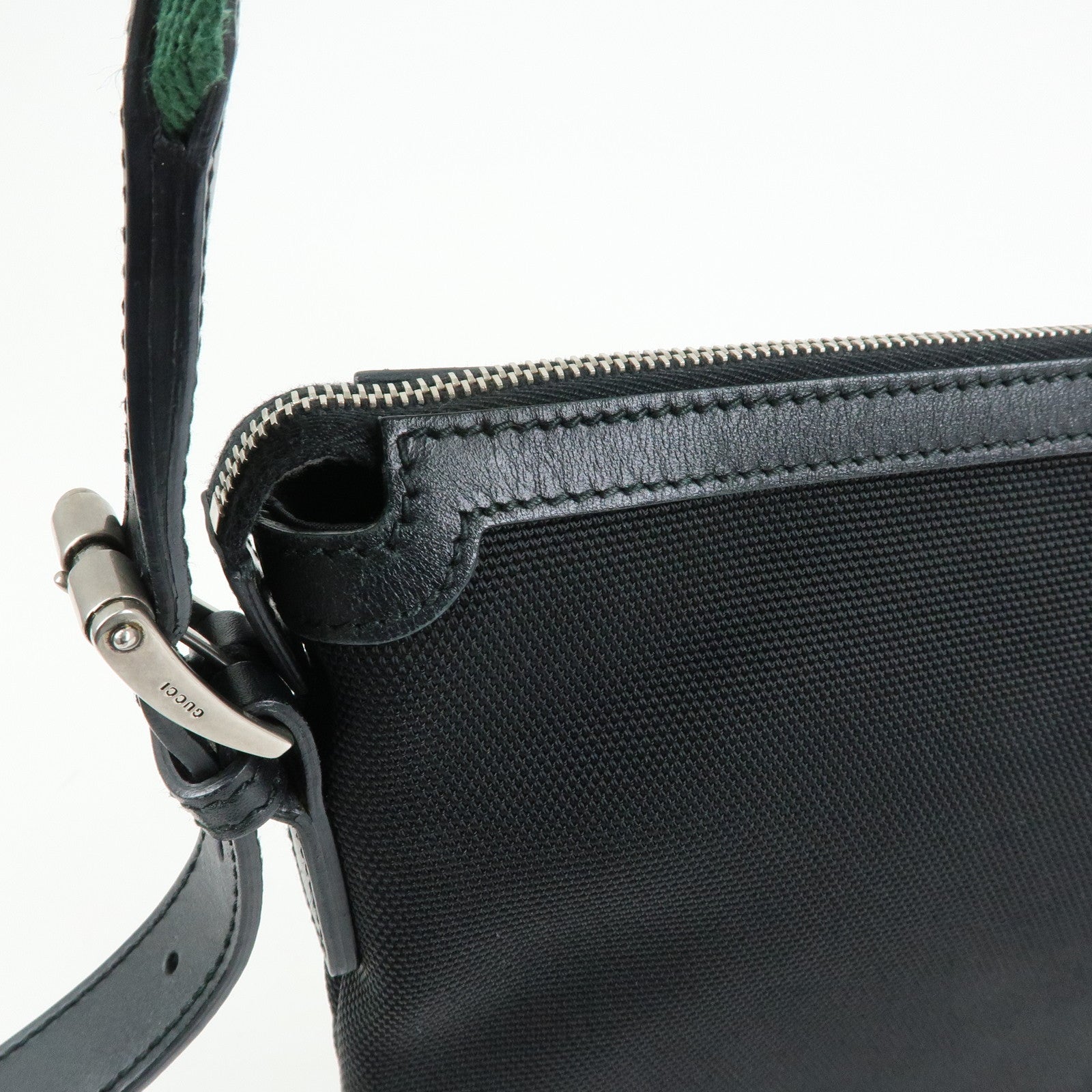GUCCI Sherry Canvas Leather Shoulder Bag Crossbody Bag Black 353407
