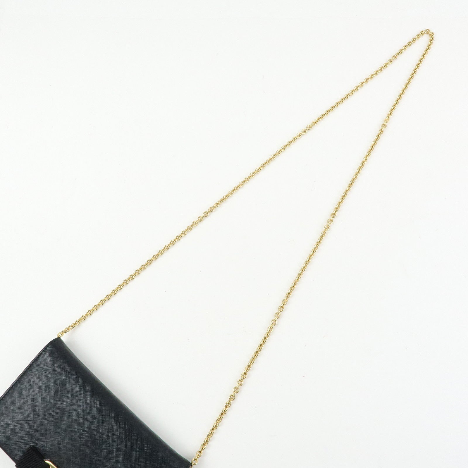 Ferragamo Vara Ribbon Leather Chain Wallet Shoulder Bag Black