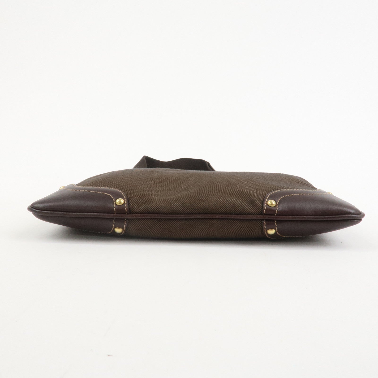 PRADA Logo Jacquard Leather Shoulder Bag Brown BT0537