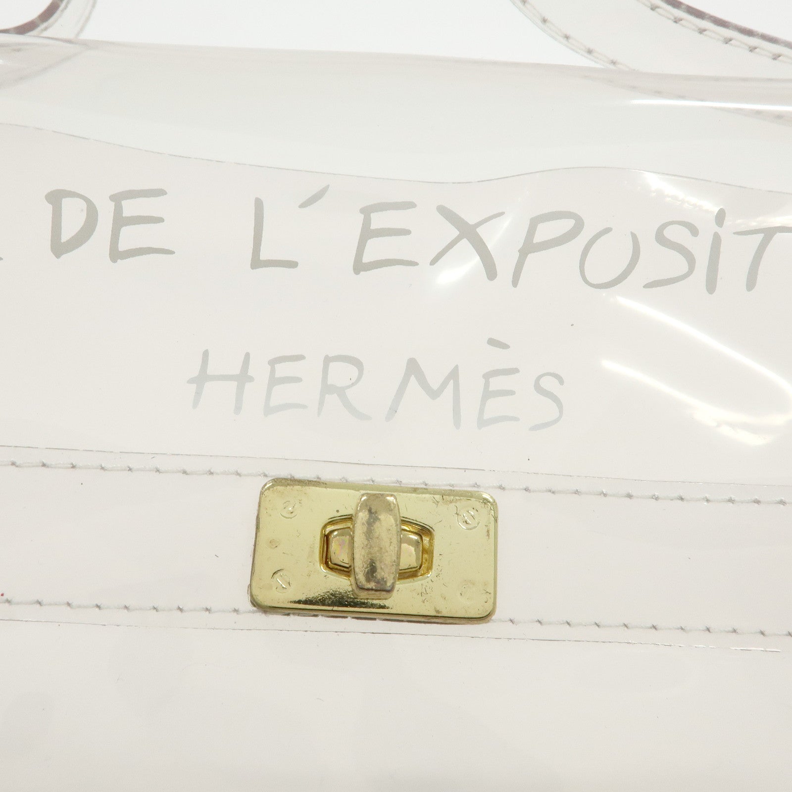 HERMES Kelly Vinyl Hand Bag Clear Transparent