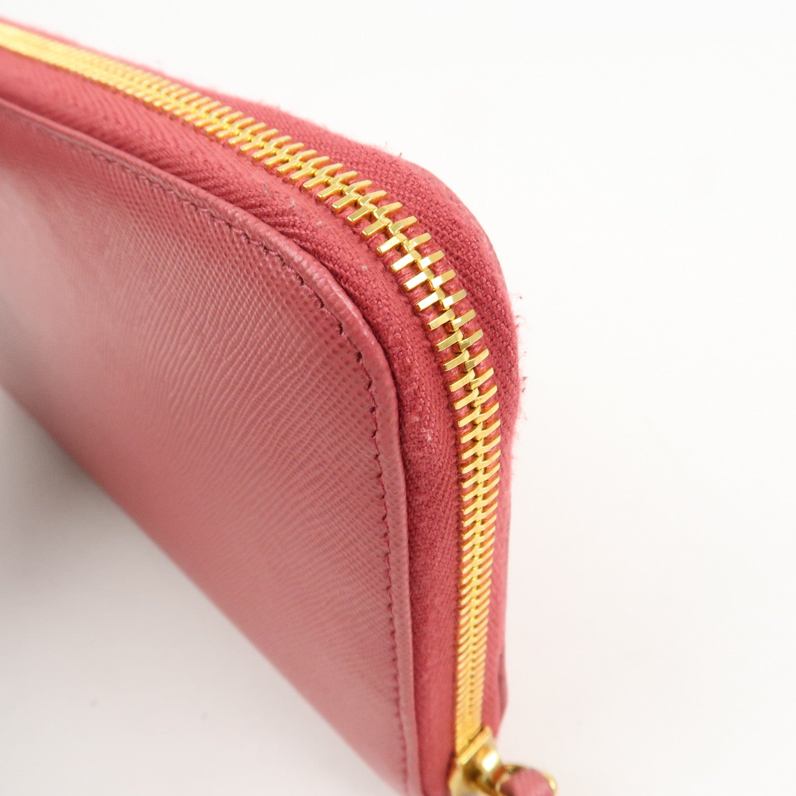 PRADA Logo Saffiano Leather Zippy Long Wallet Pink 1M0506