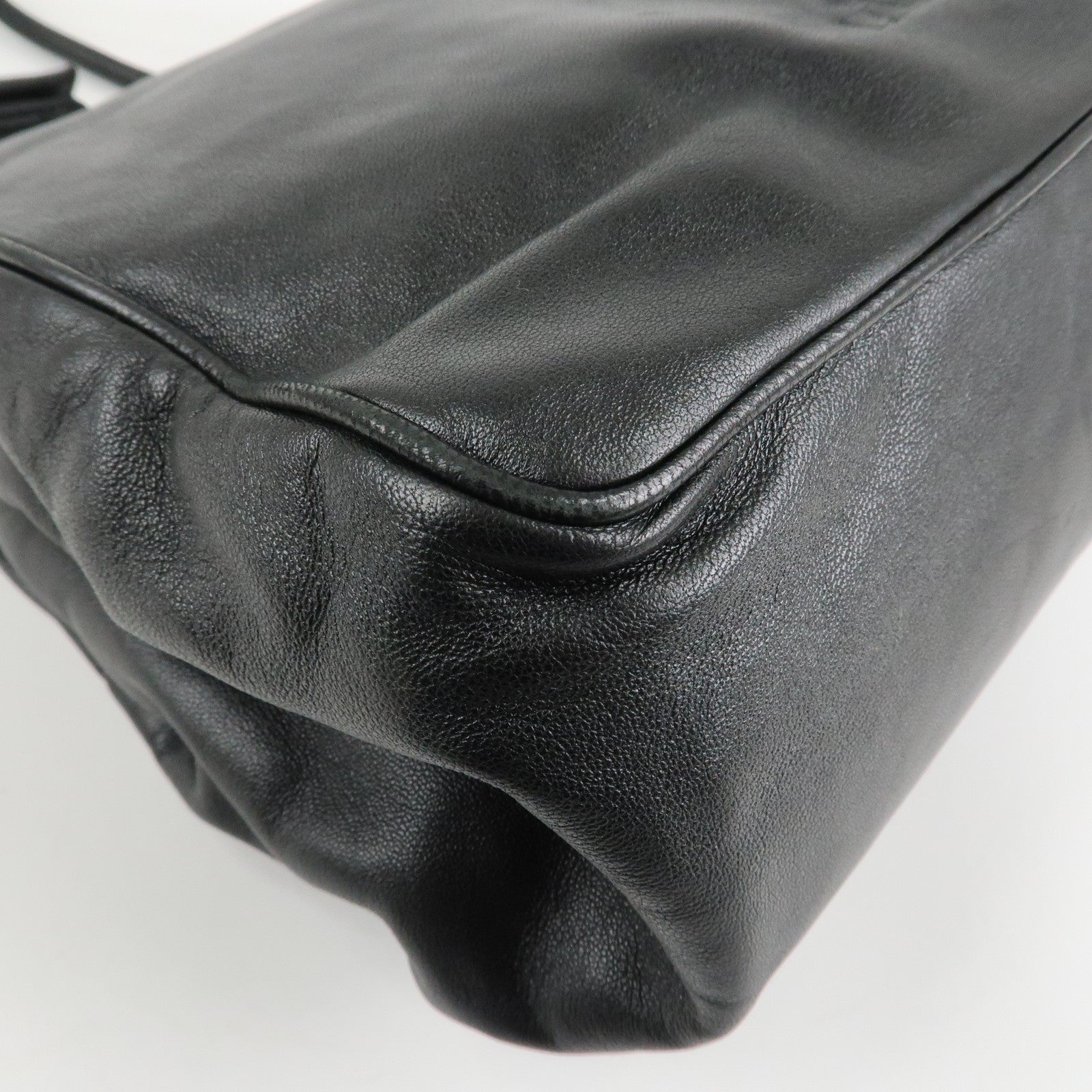 LOEWE Anagram Leather Shoulder Bag Black Gold Hardware Used