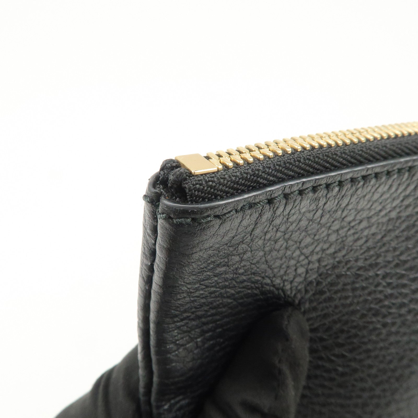 GUCCI Bamboo Leather Clutch Bag Second Bag Black 449653 Used