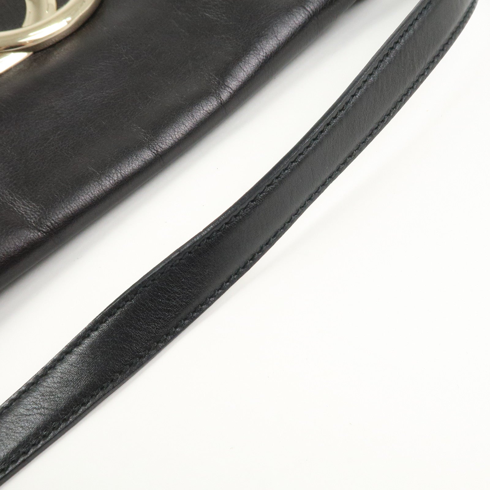 GUCCI Interlocking G Leather Shoulder Bag Hand Bag Black 161727