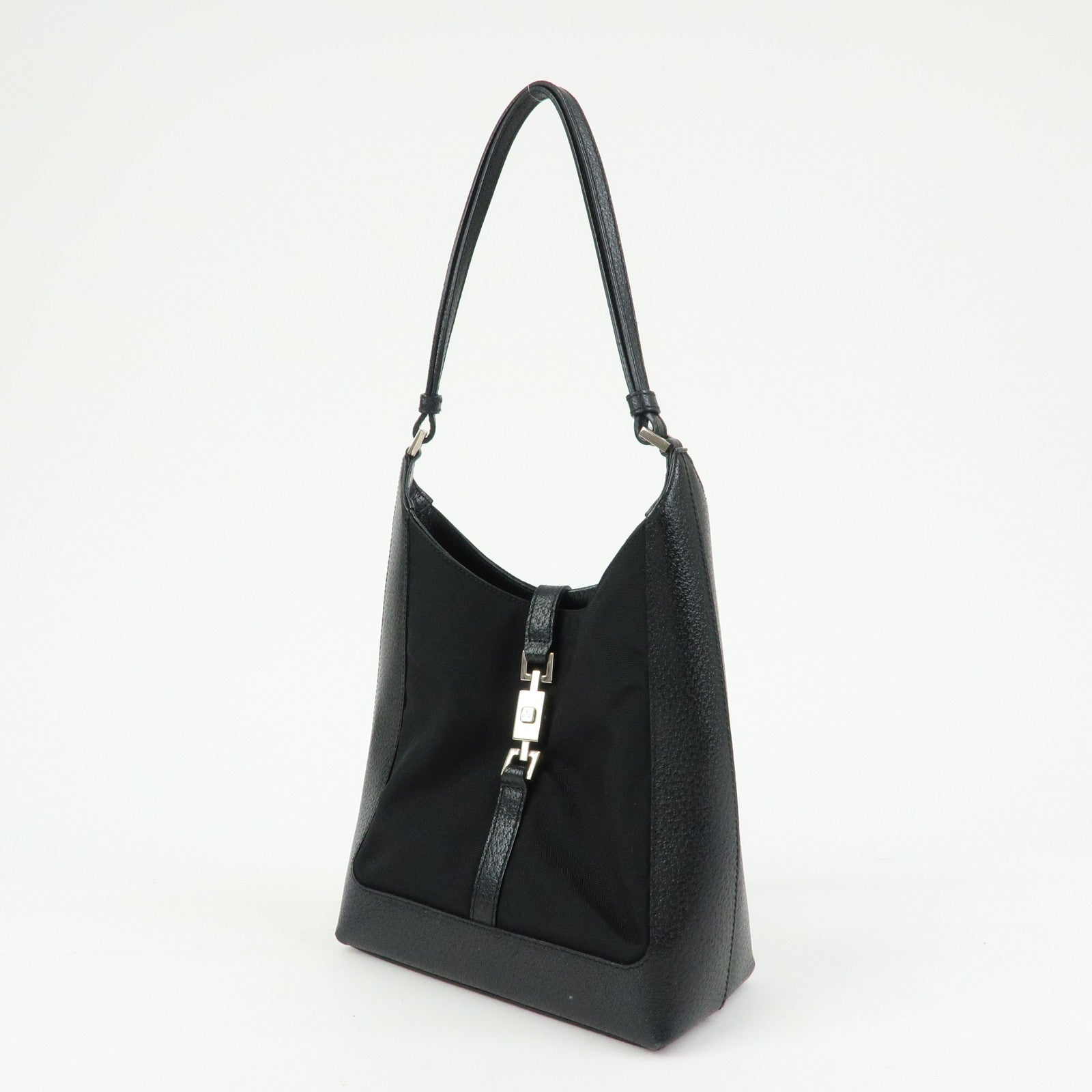 GUCCI Jackie Nylon Leather Shoulder Bag Hand Bag Black 001・3876