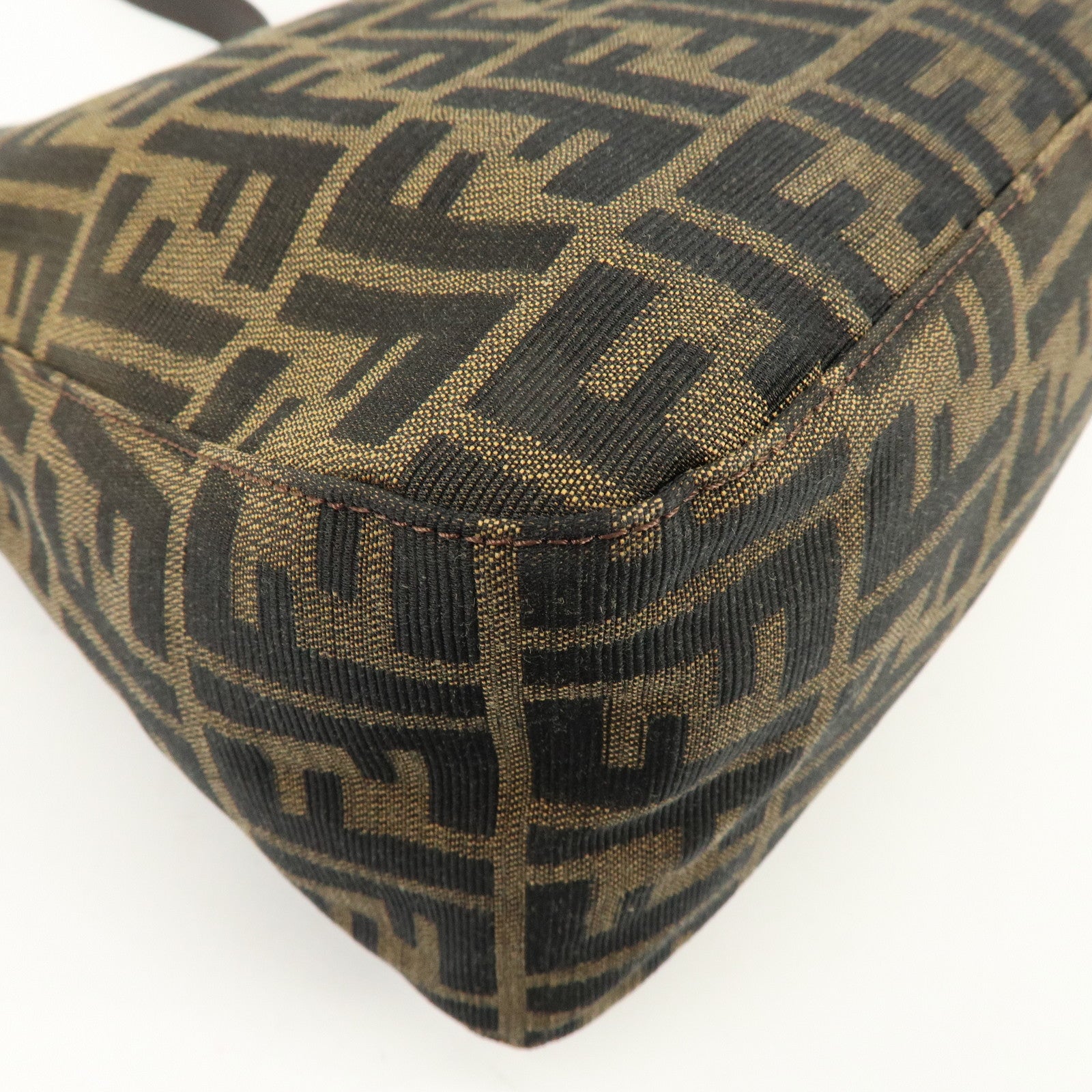 FENDI Mamma Baguette Zucca Canvas Leather Shoulder Hand Bag 26325