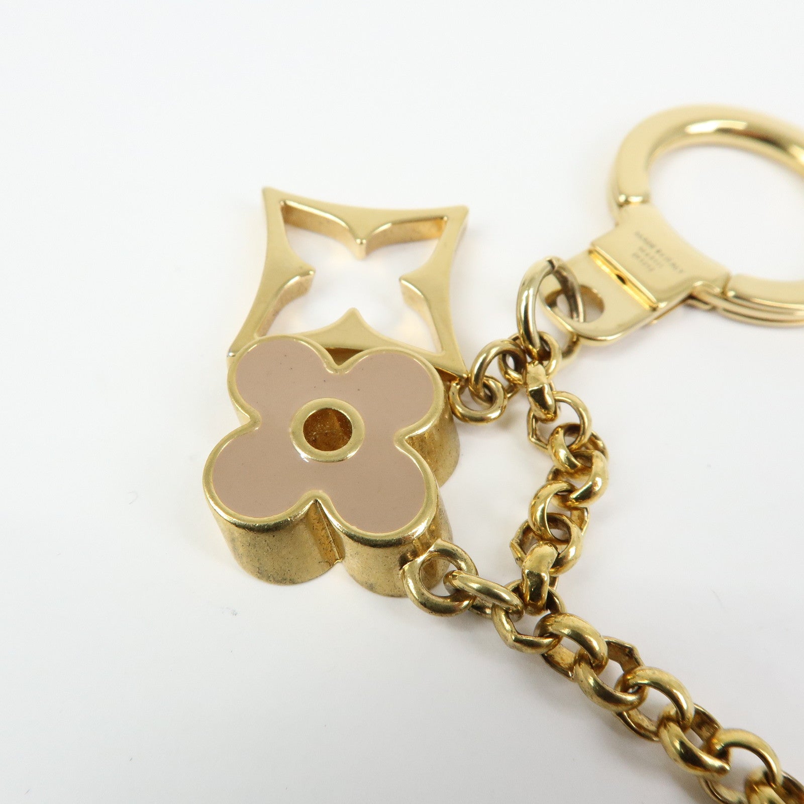 Louis Vuitton Fleur de Monogram Bag Charm Key Chain Gold M65111