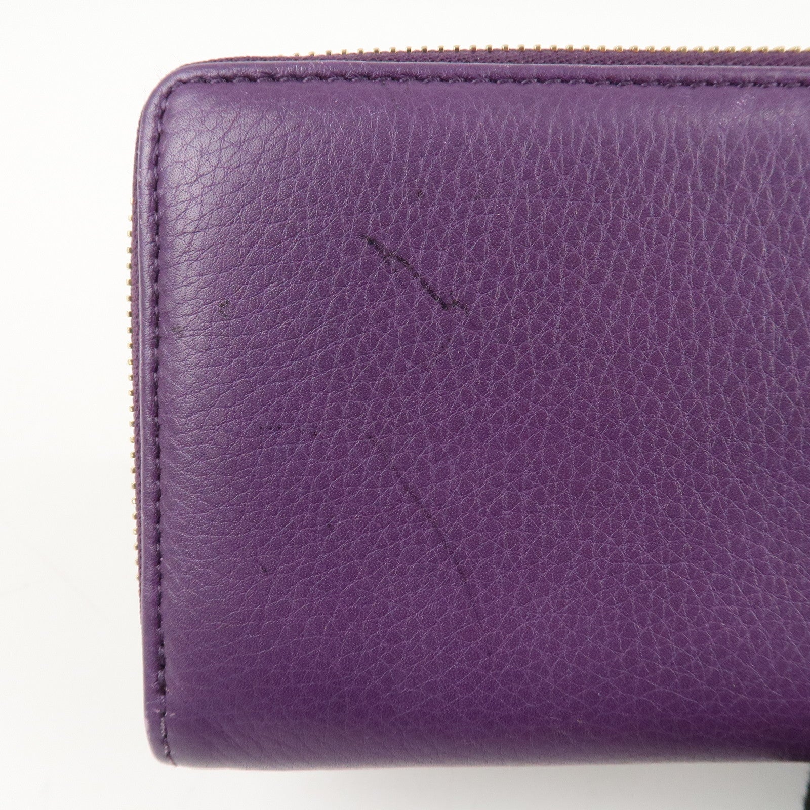 GUCCI SOHO Leather Zip Around Long Wallet Purple Used