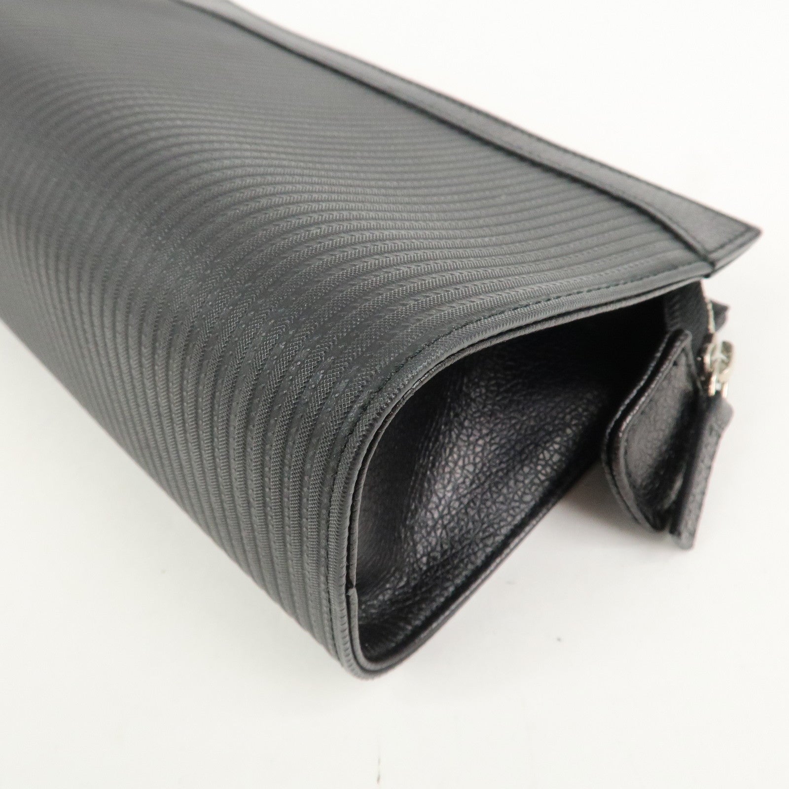 BVLGARI Logo PVC Leather Pouch Accessory Pouch Black