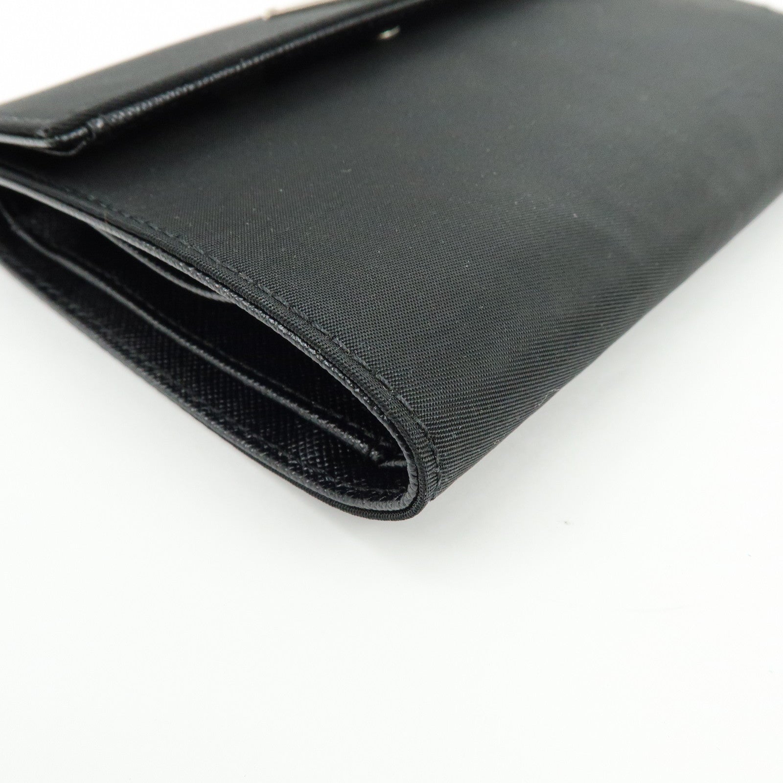 PRADA Triangle Logo Nylon Saffiano Leather Tri-fold Wallet M510