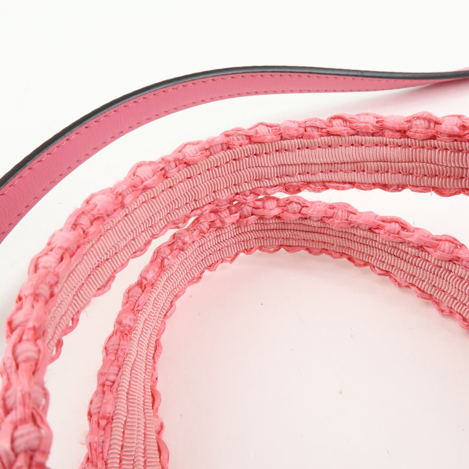 JIMMY CHOO Raffia Leather Beach Tote East West Mini 2Way Bag Pink