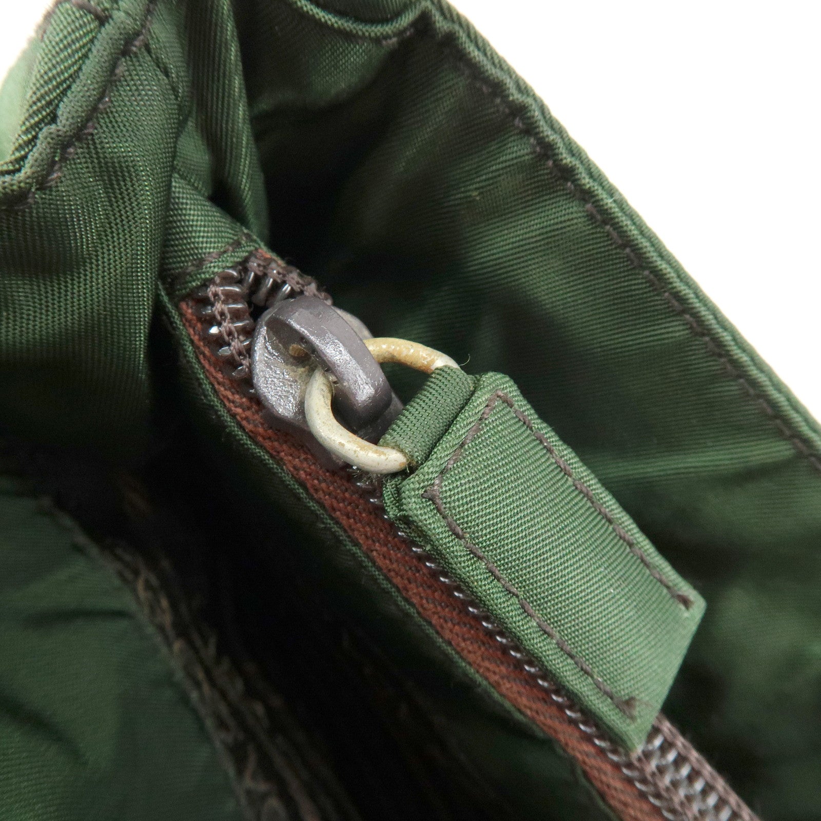 PRADA Triangle Logo Nylon Shoulder Bag Hand Bag Green B6242