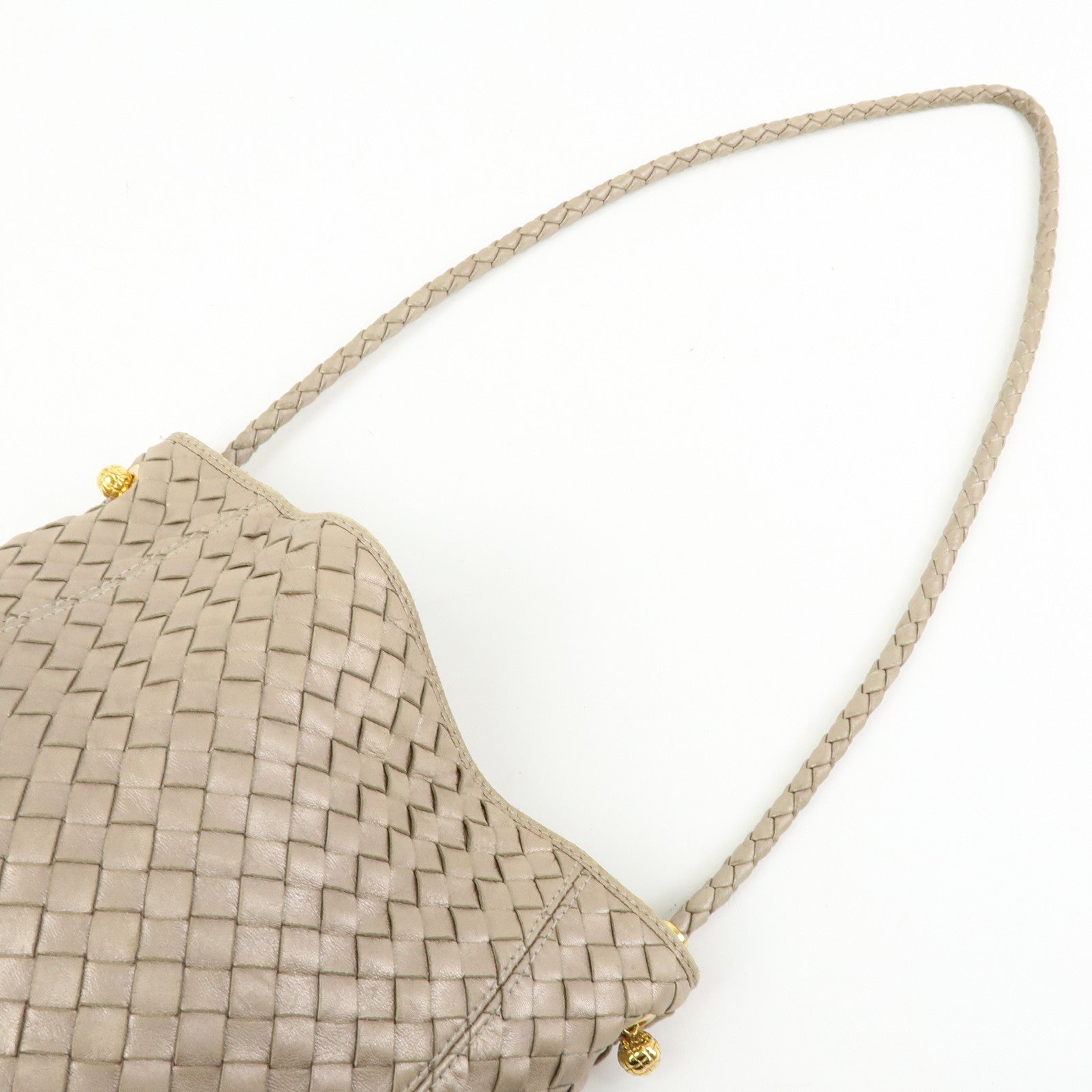 BOTTEGA VENETA Intrecciato Leather Shoulder Bag Beige
