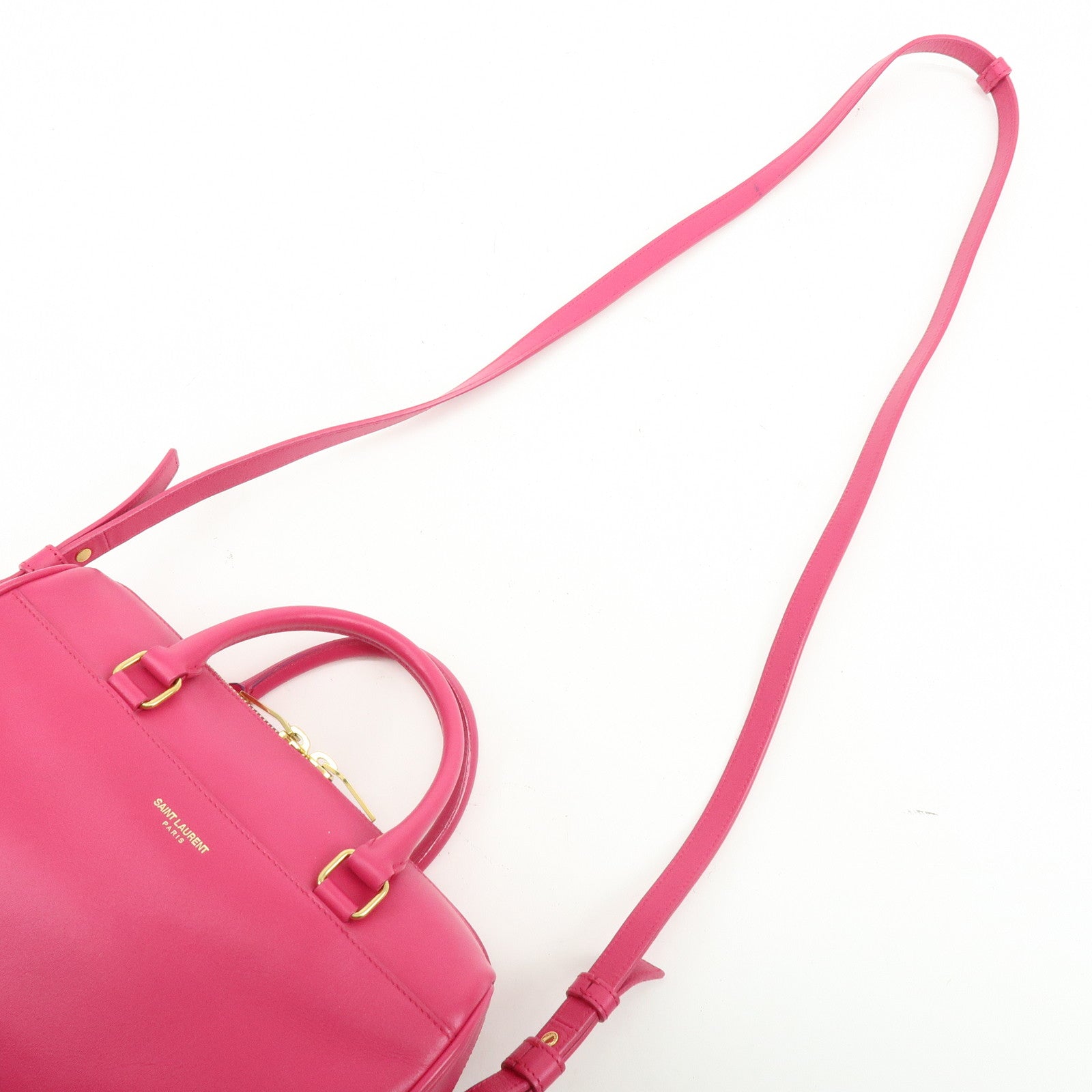 SAINT LAURENT PARIS BABY DUFFLE Leather 2WAY Bag Pink 330958