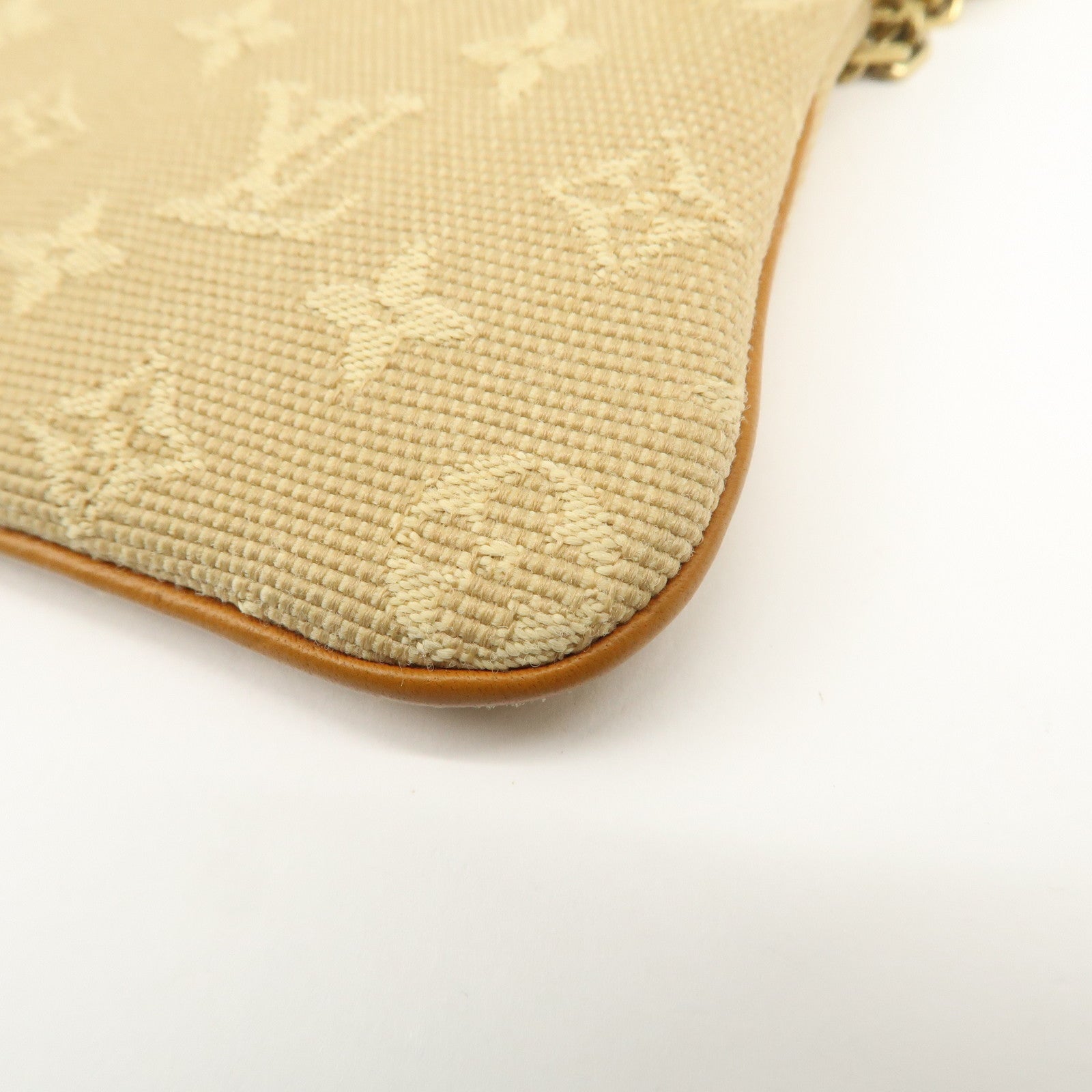 Louis Vuitton Monogram Mini Lin Pochette Cles Coin Case Beige M92438 Used