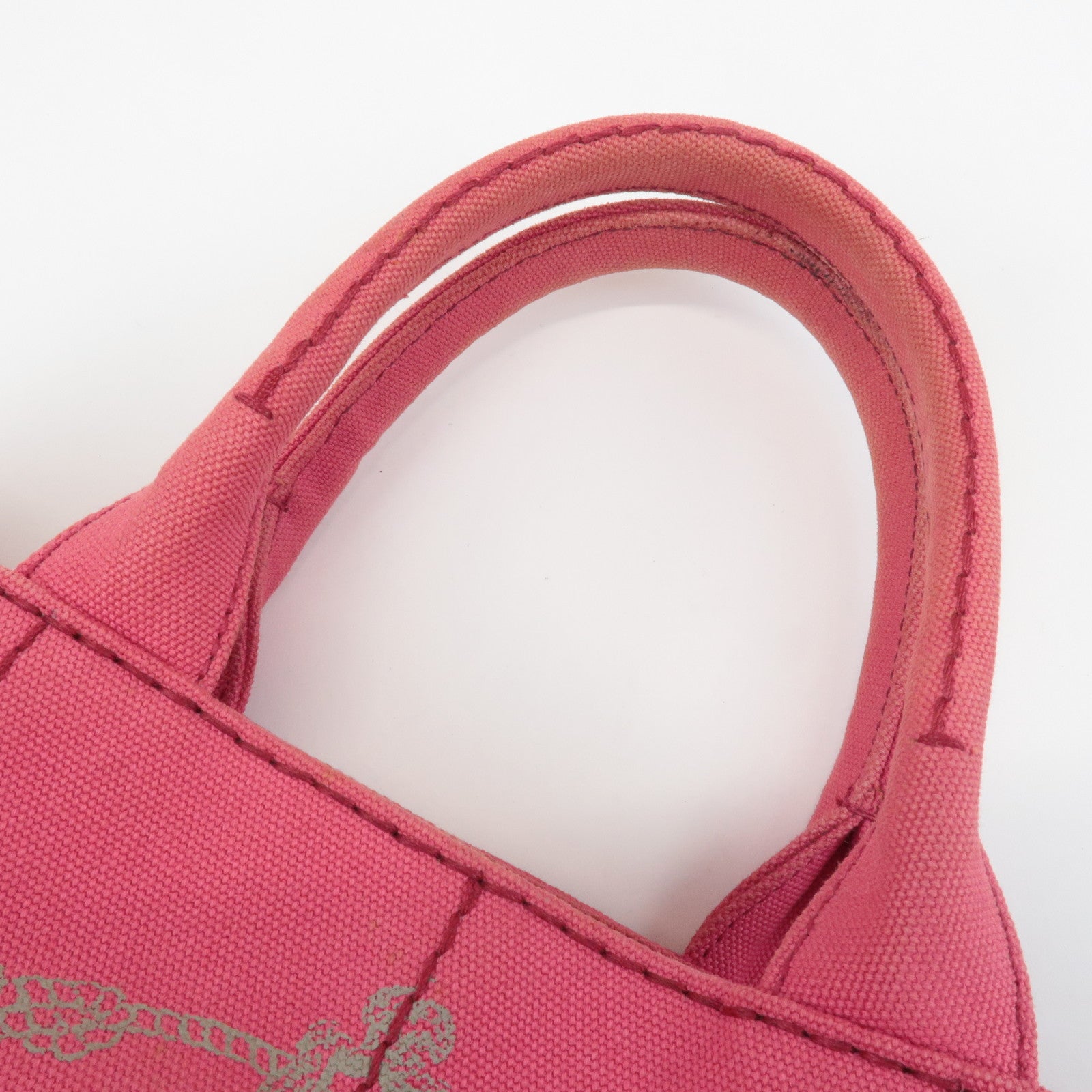 PRADA Canapa Mini Canvas 2Way Hand Bag Shoulder Bag Pink 1BG439 Used