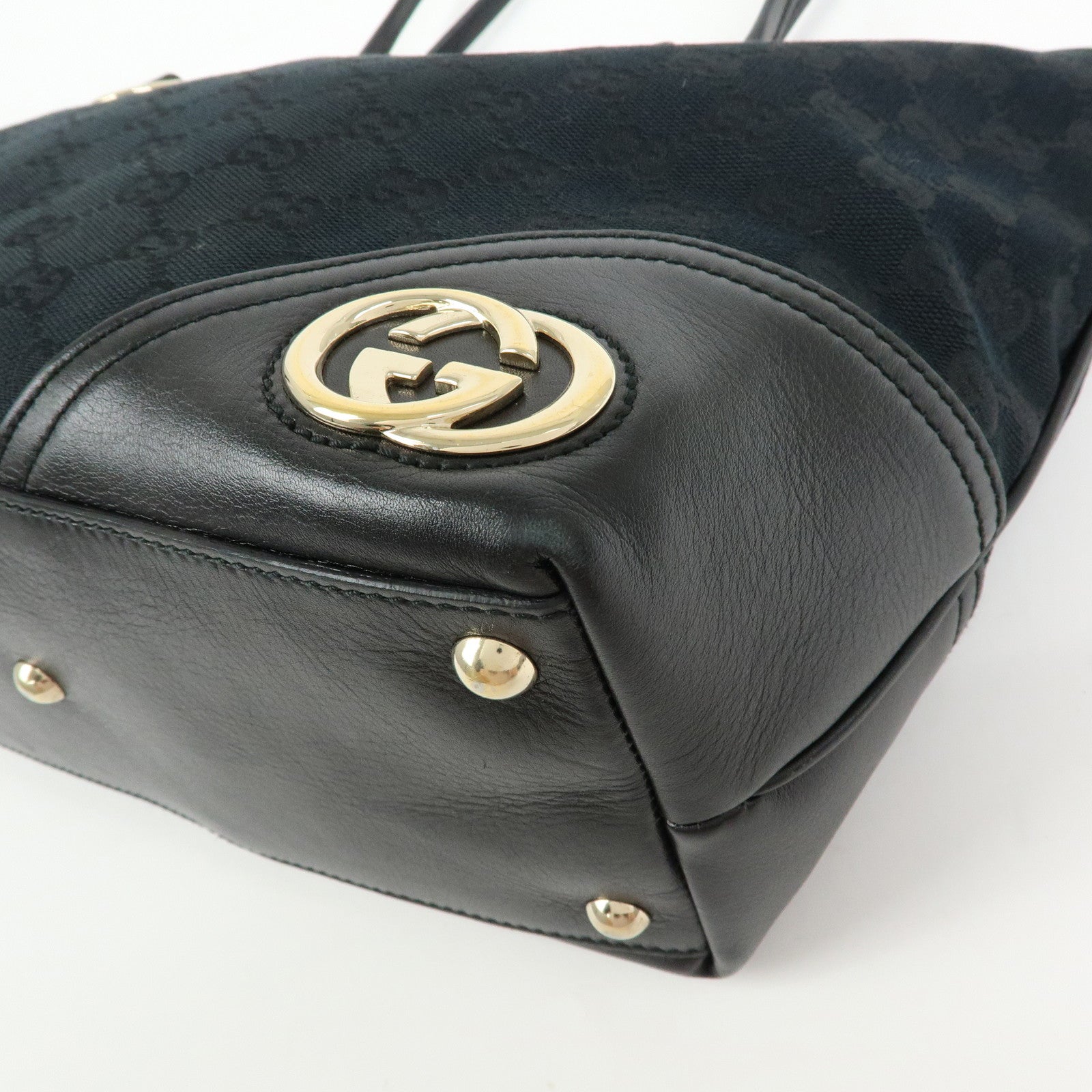 GUCCI Interlocking G New Britt GG Canvas Leather Tote Bag 169946