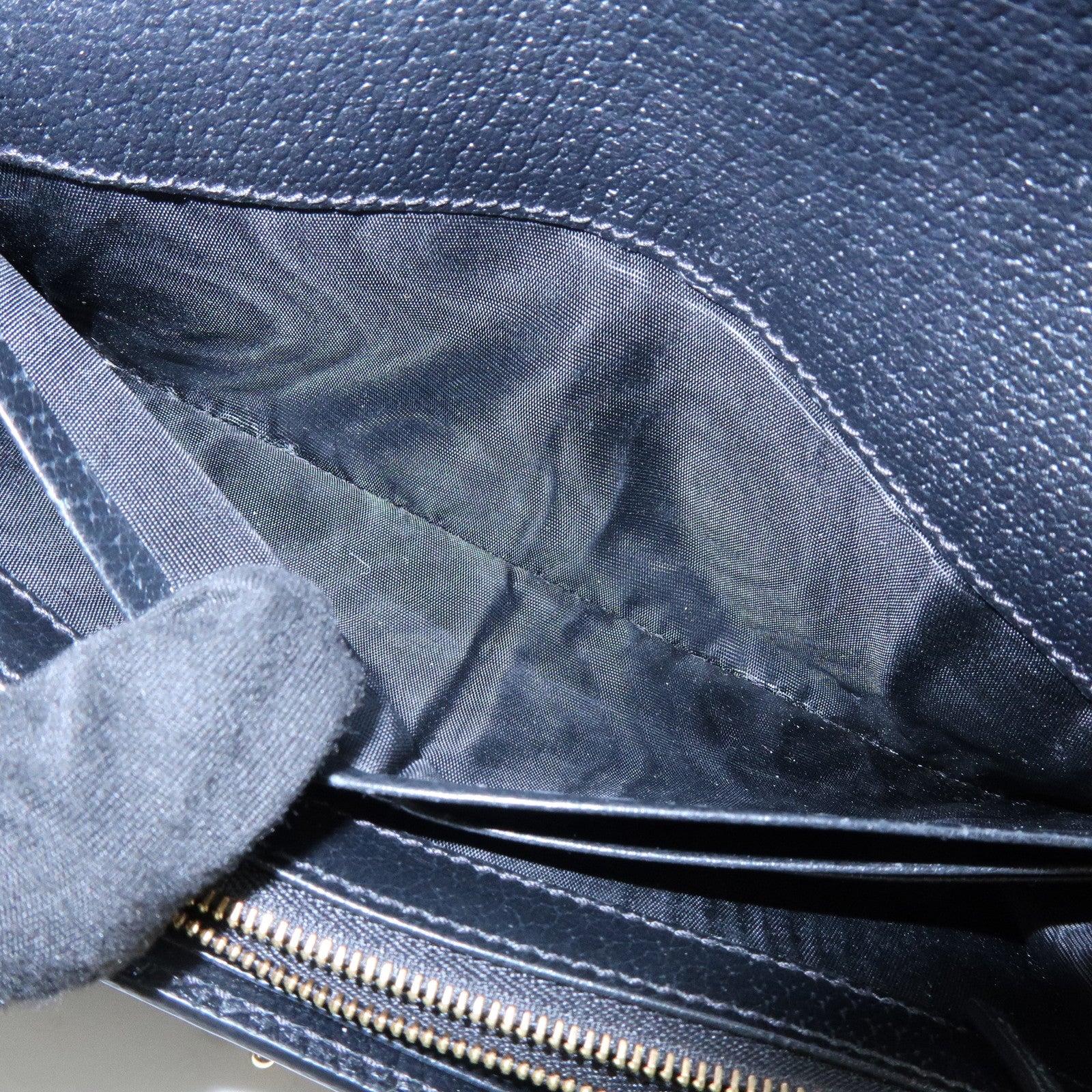 GUCCI Jackie 1961 GG Denim Calf Leather Chain Wallet 652681.0416