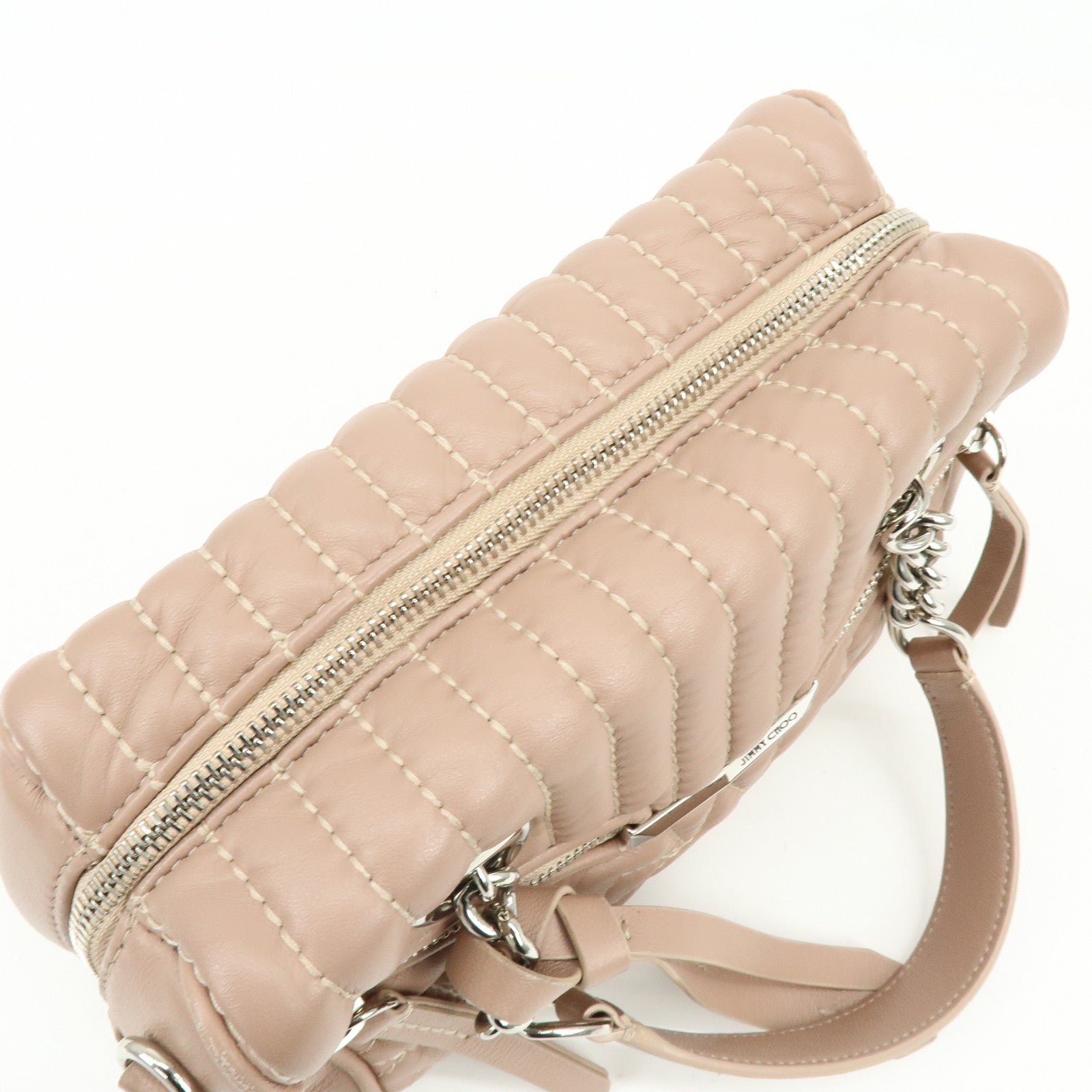 JIMMY CHOO Helia Quilting Leather Chain 2Way Bag Hand Bag Pink