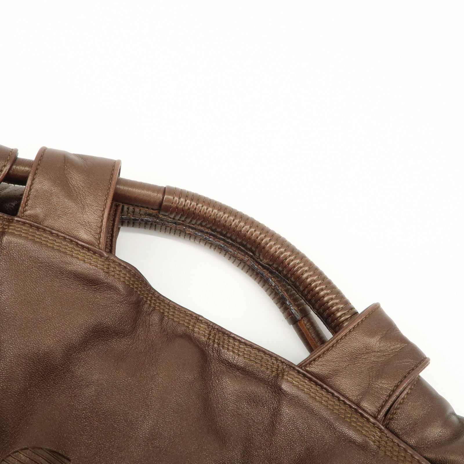 LOEWE Anagram Leather Nappa Aire Hand Bag Tote Bag Brown Used