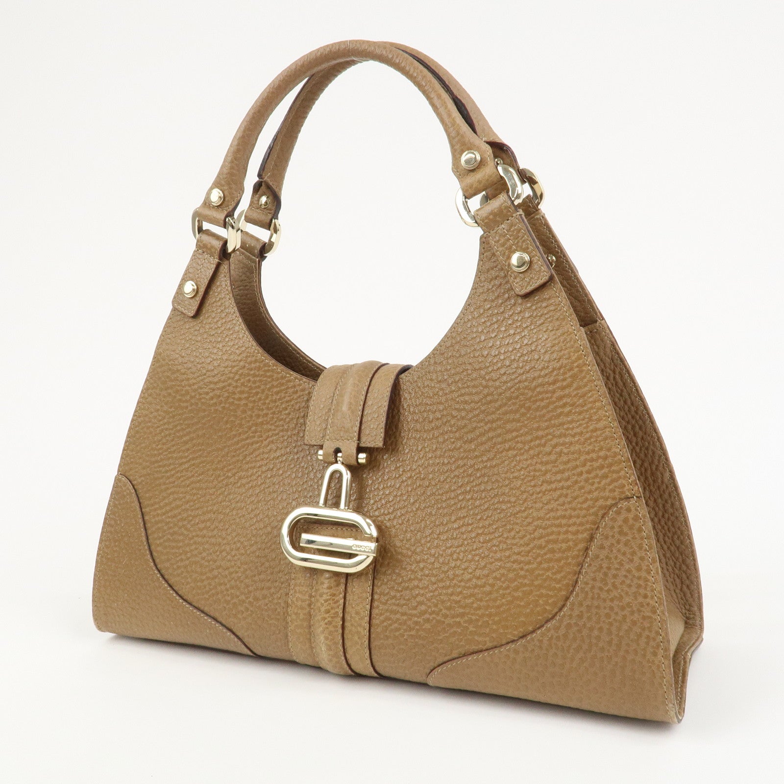 GUCCI Leather Shoulder Bag Hand Bag Brown 130995