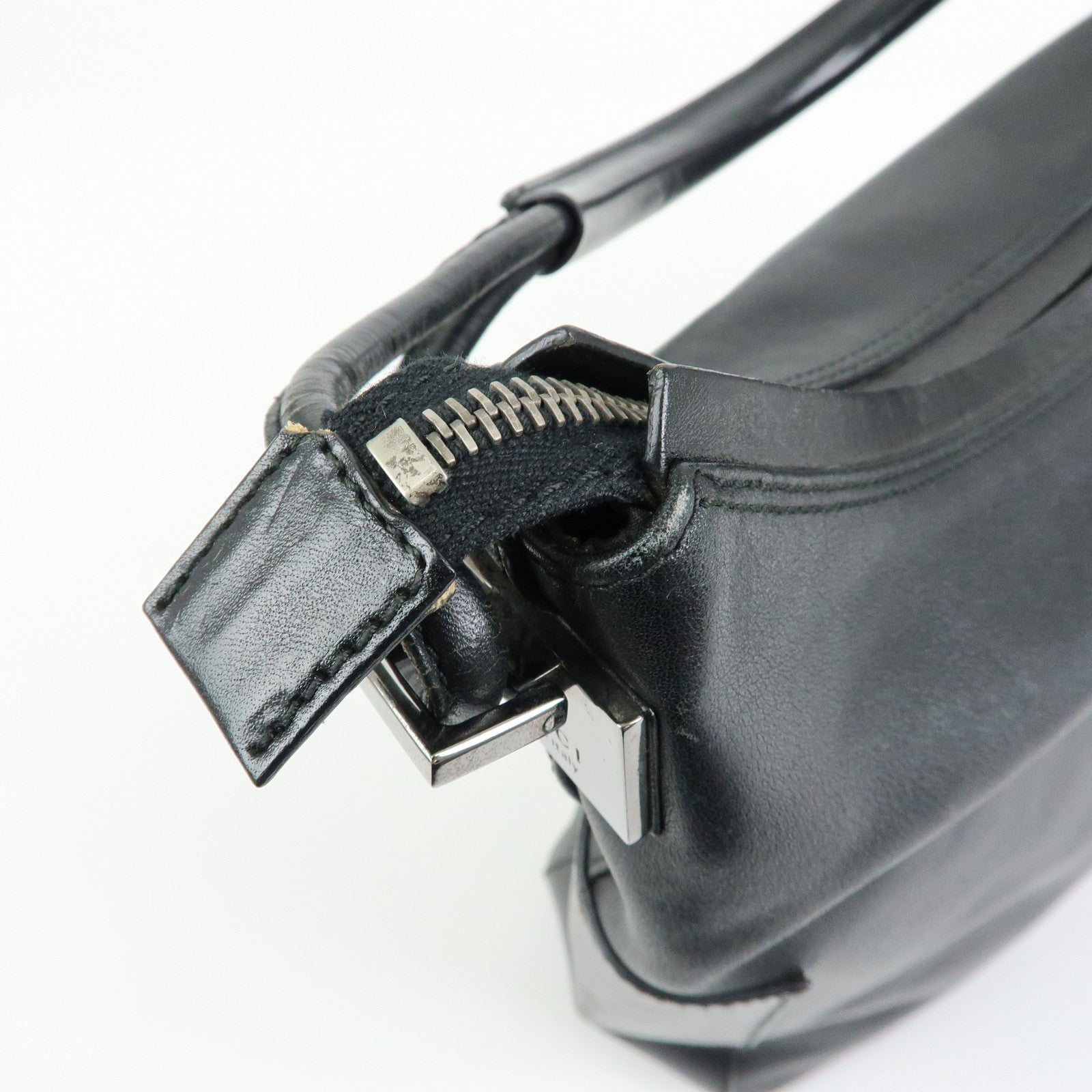 GUCCI Leather Shoulder Bag Hand Bag Tote Bag Black 001・3770