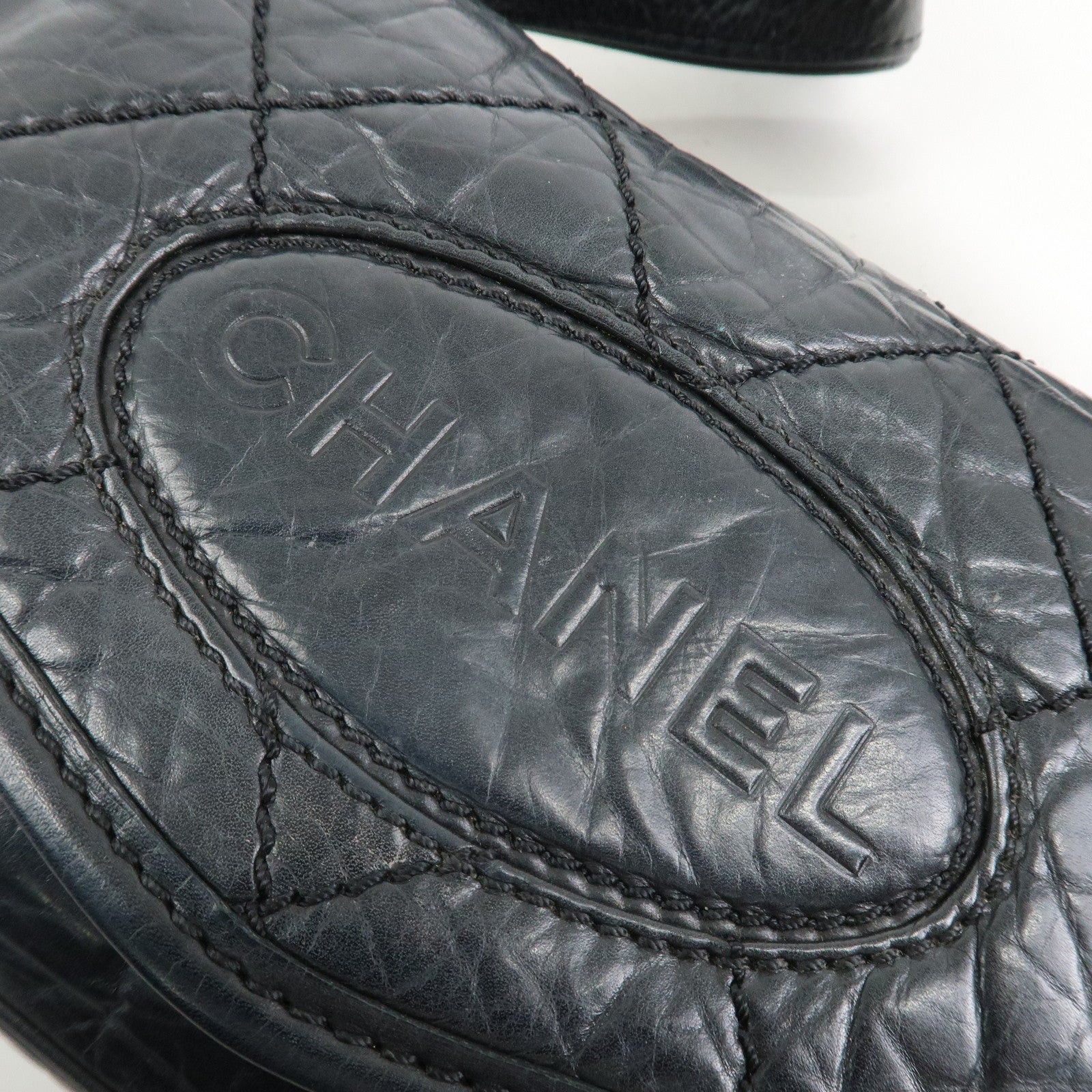 CHANEL Wild Stitch Calf Leather Shoulder Bag Crossbody Bag Black