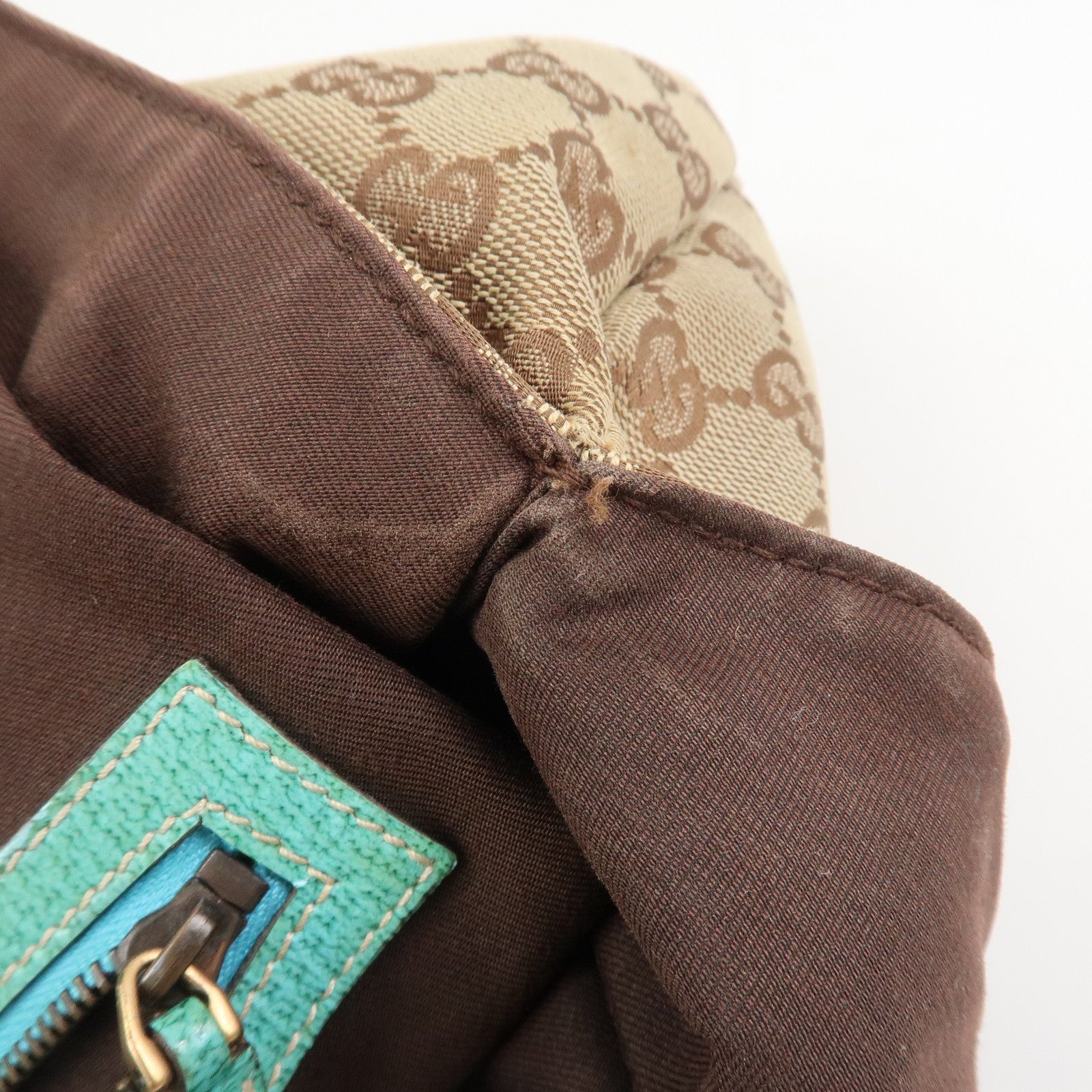 GUCCI Bamboo GG Canvas Leather Shoulder Bag Hand Bag Beige 124293