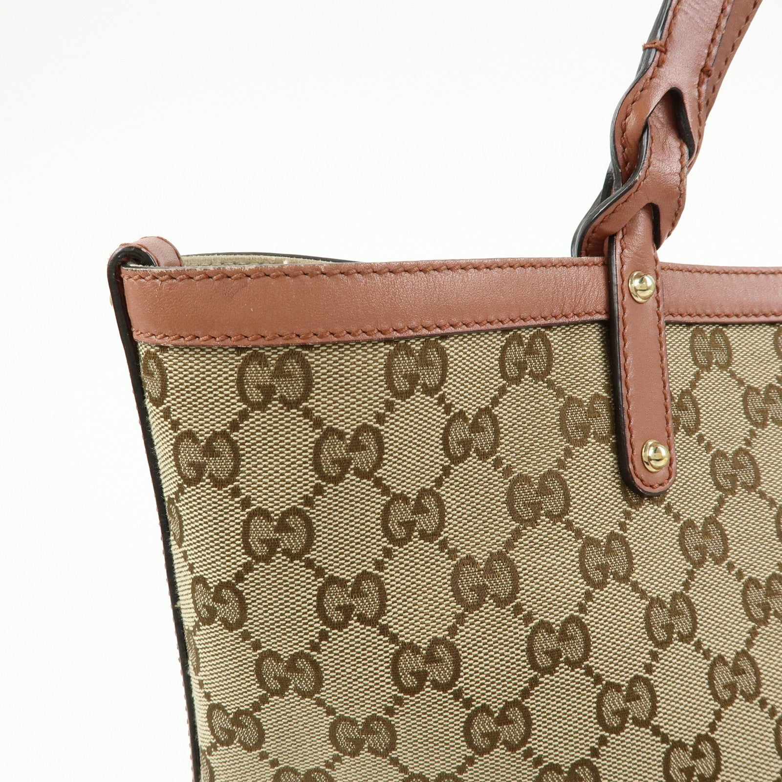 GUCCI GG Canvas Leather Tote Bag Shoulder Bag Beige Pink 247209