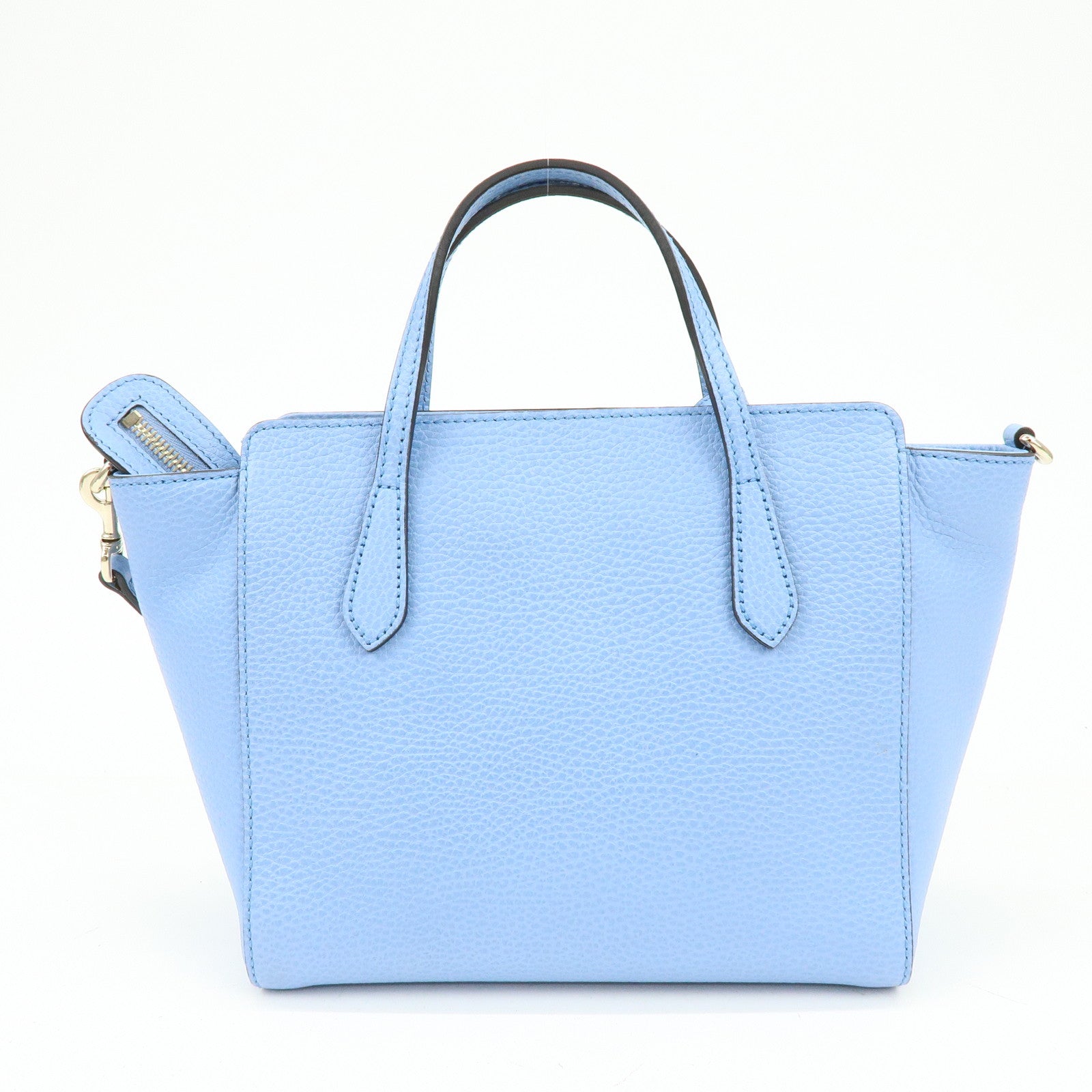 GUCCI Interlocking G Leather 2Way Bag Hand Bag Light Blue 368827