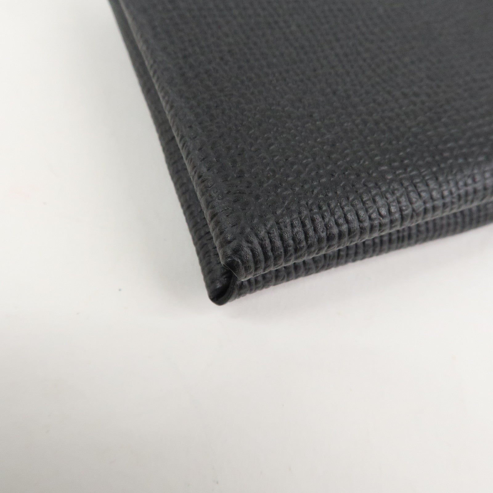 HERMES Epsom Leather CALVI Card Case Noir Black Used