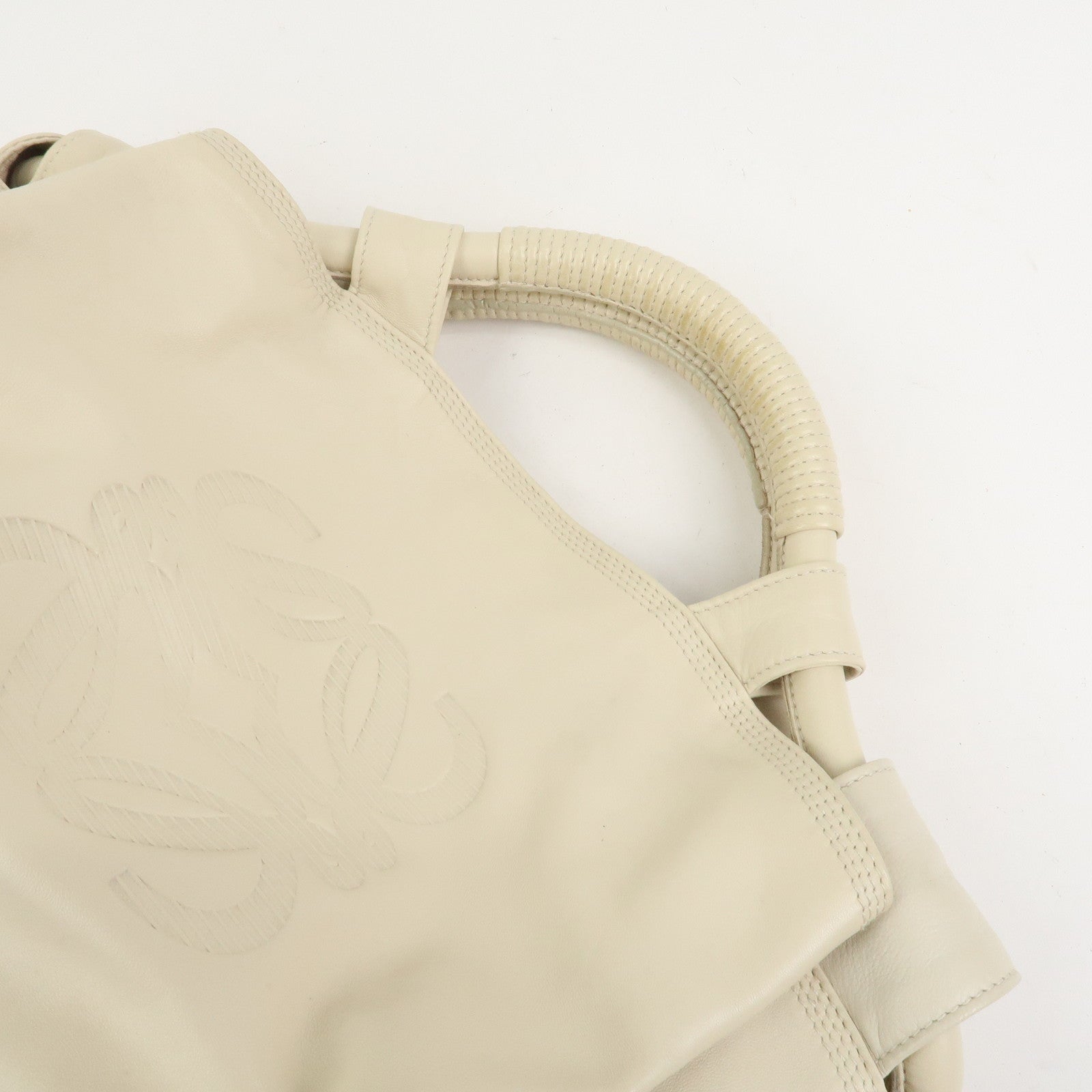 LOEWE Anagram Logo Nappa Aire Leather Hand Bag Ivory