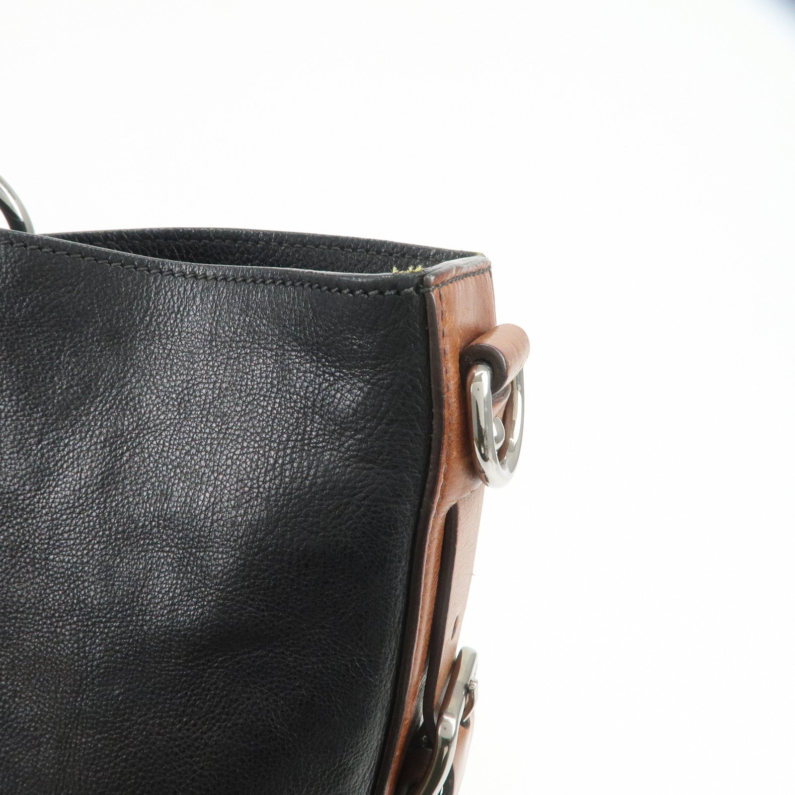 PRADA Leather 2Way Bag Tote Bag Shoulder Bag Black VA0801