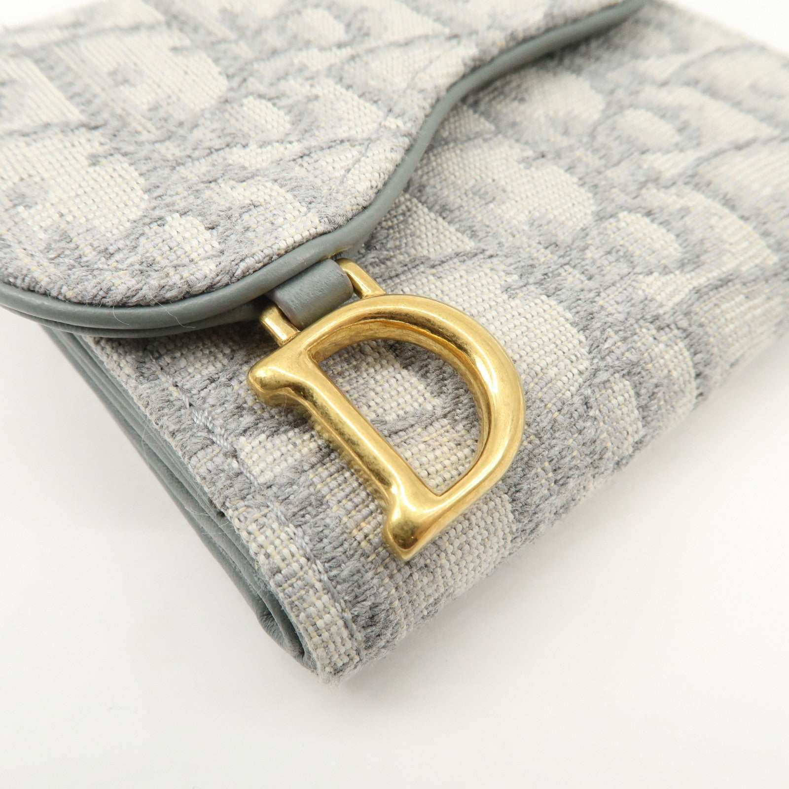Christian Dior Oblique Jacquard Saddle Lotus Wallet Gray