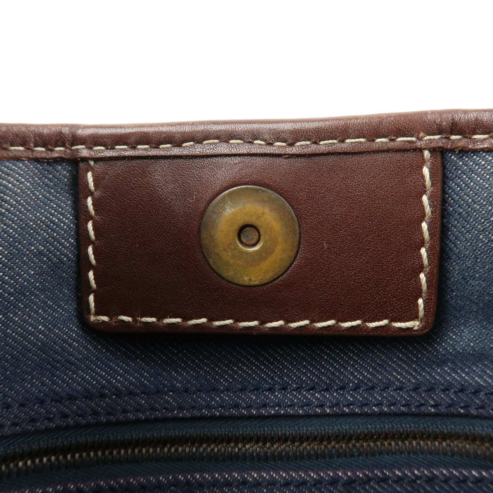 CELINE Macadam Logo Canvas Leather Shoulder Bag Crossbody Bag Denim