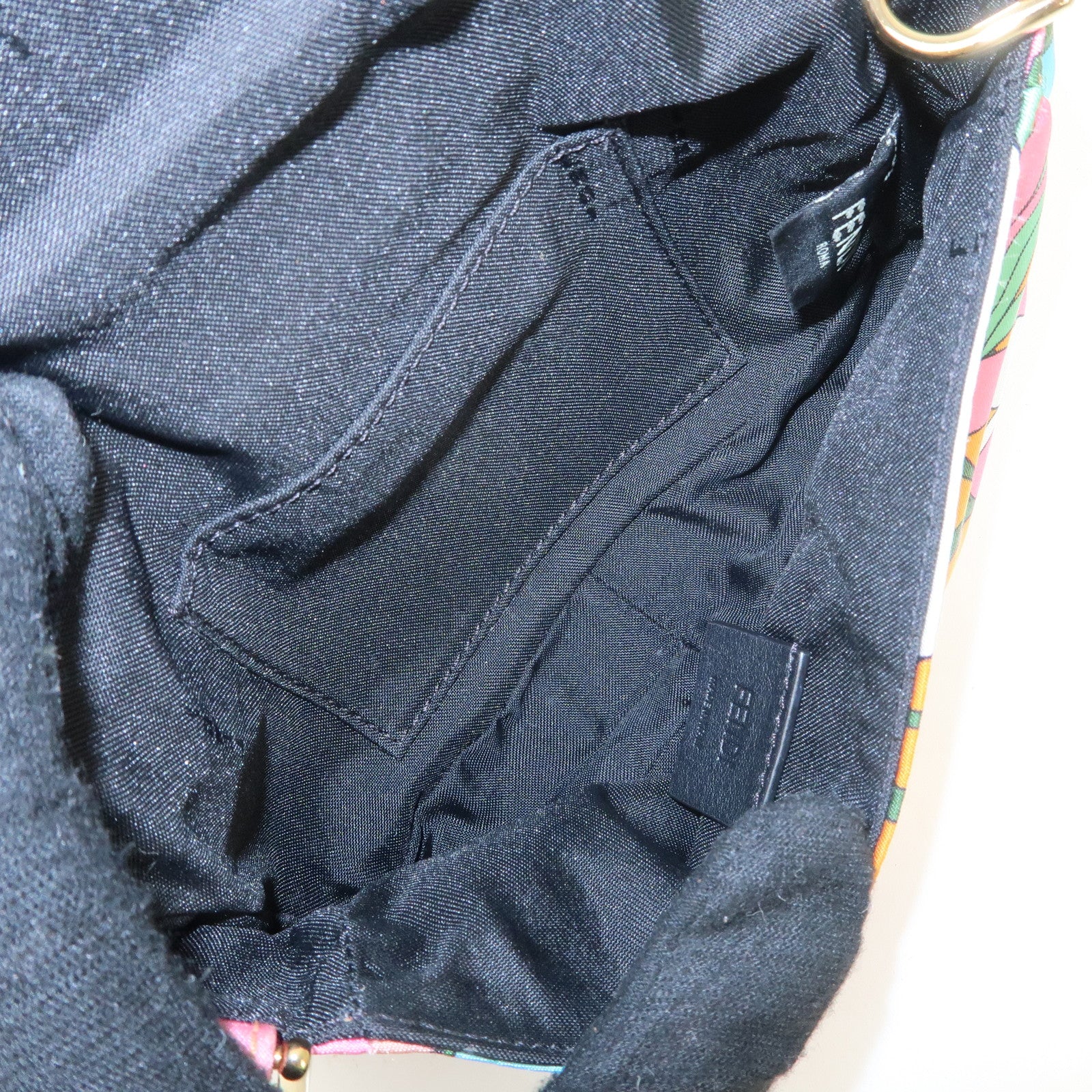 FENDI Bagguette Nylon 2Way Bag Waist Bag Orange Multi Color 8BR782 Used