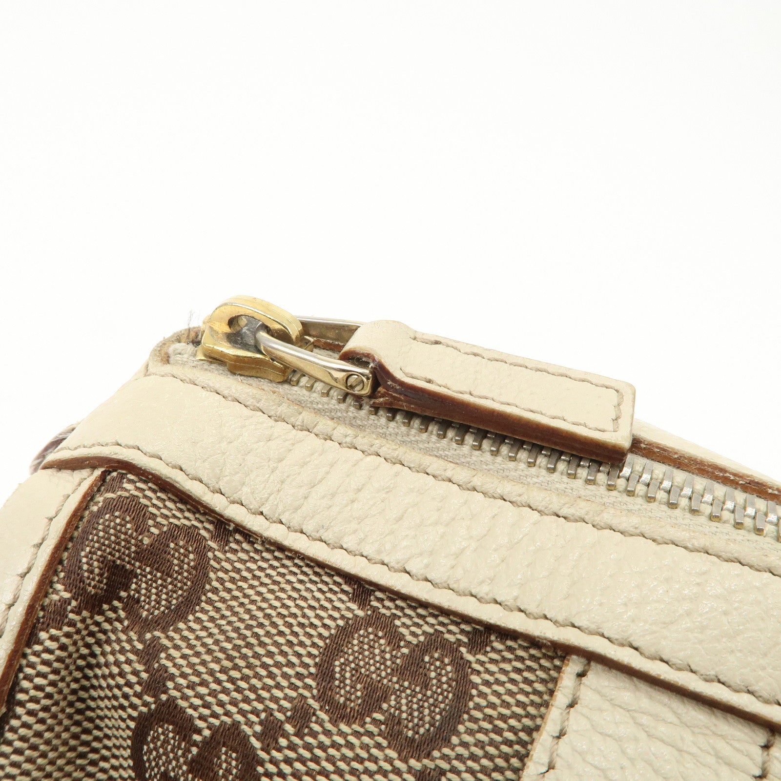 GUCCI Abbey GG Canvas Leather Boston Bag Beige Brown 130942