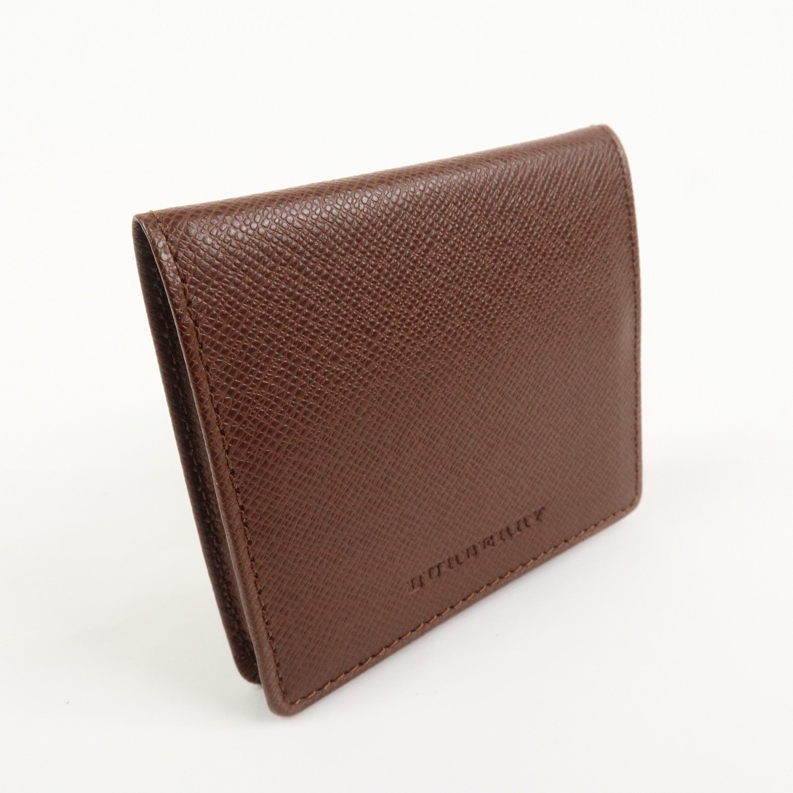 BURBERRY Logo Leather Compact Coin Case Brown