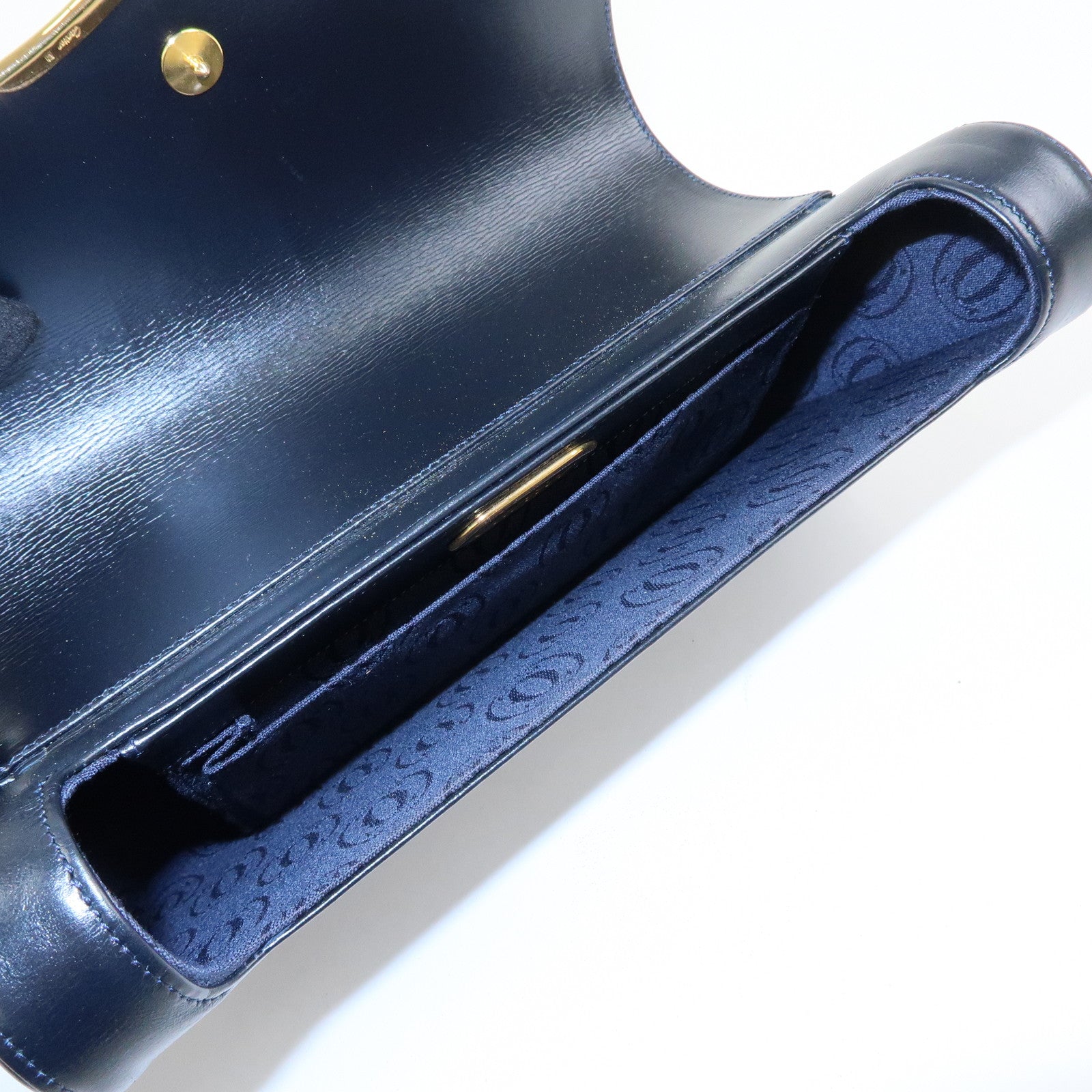 Cartier Sapphire Line Leather Clutch Bag Flat Pouch Dark Navy