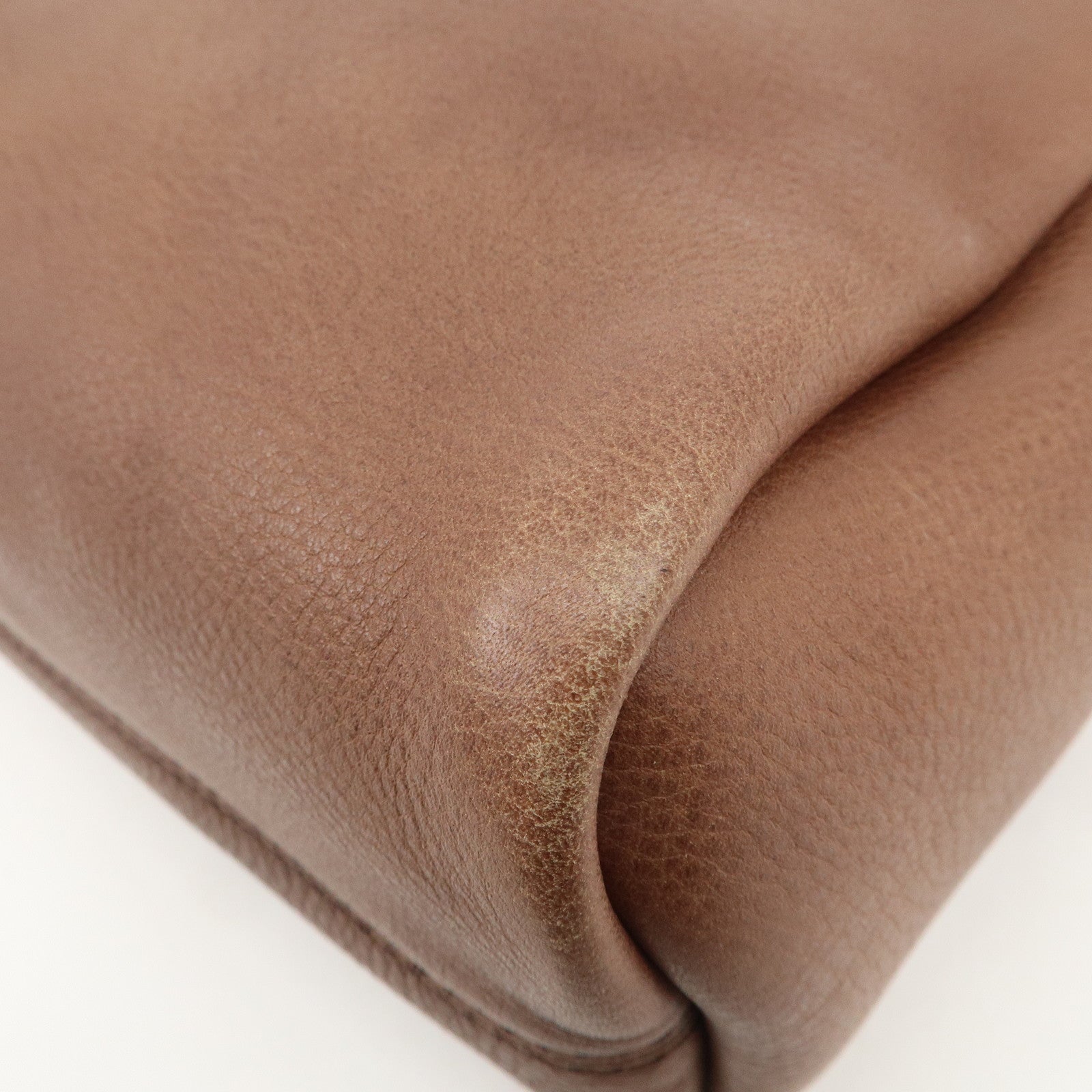 FENDI Selleria Leather Canvas Hand Bag Shoulder Bag Brown 8BL093